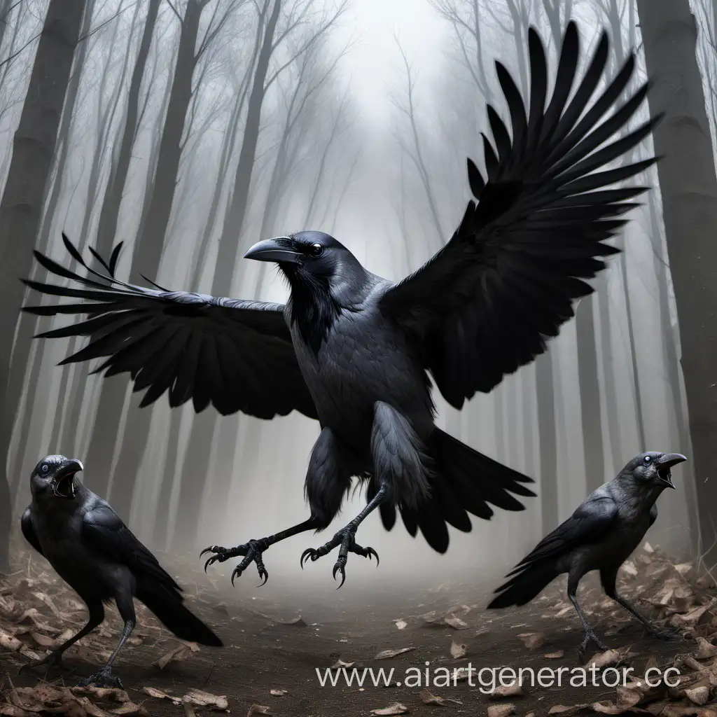 Grey-Crow-Attacking-Leverets-in-the-Wilderness