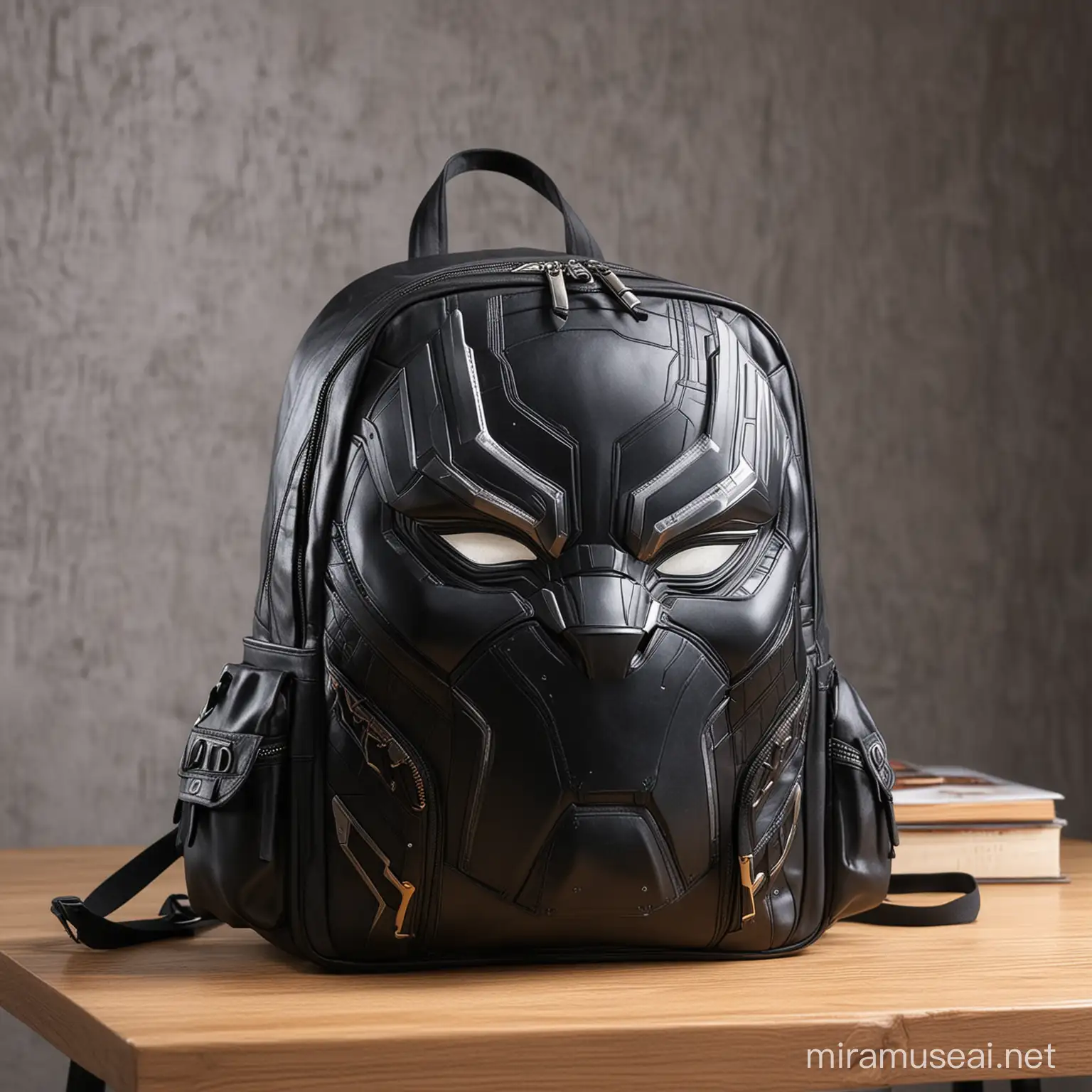 Stylish Black Panther Backpack Displayed on Table