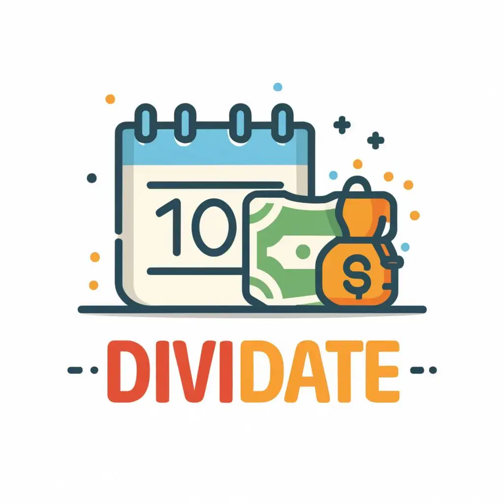 logo, Calendar and money, with the text "DiviDate", typography, be used in Finance industry