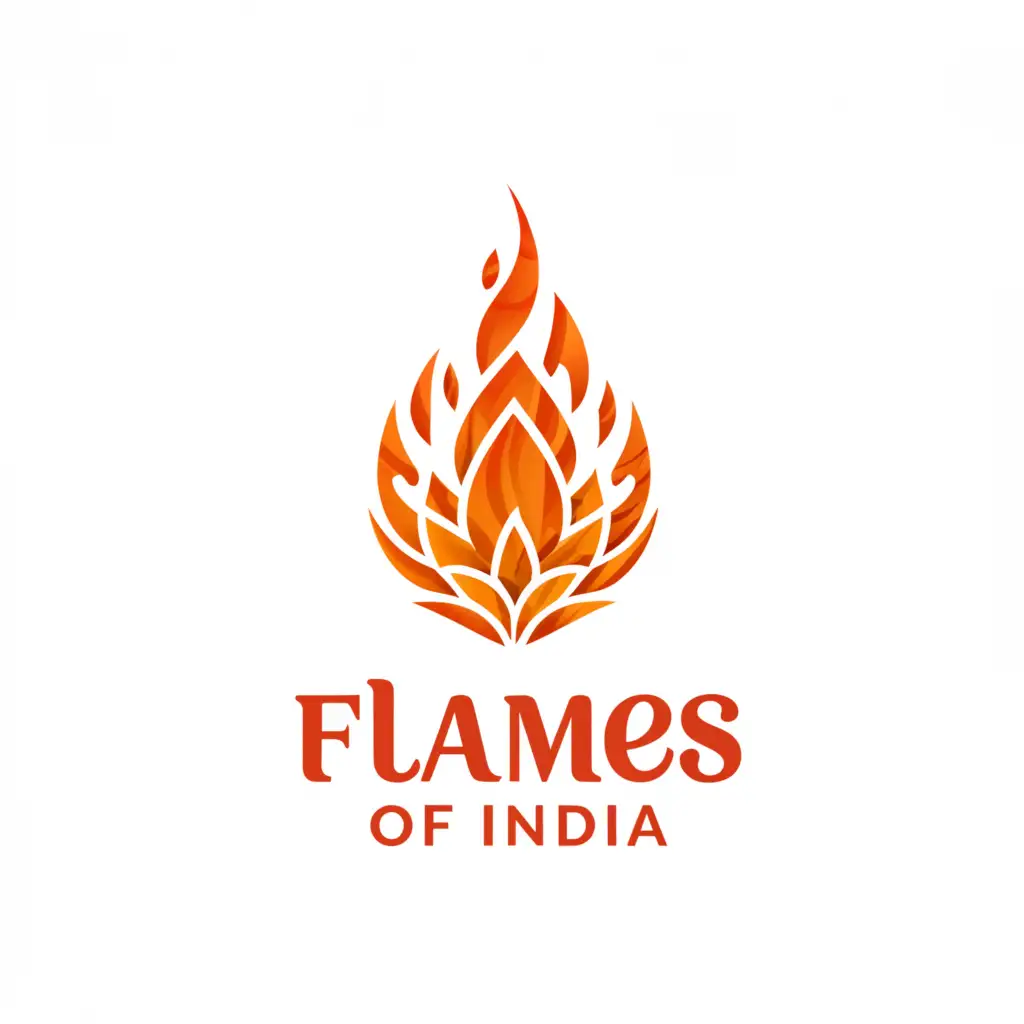a logo design,with the text "FLAMES OF INDIA", main symbol:something related to flames,Moderate,be used in Restaurant industry,clear background