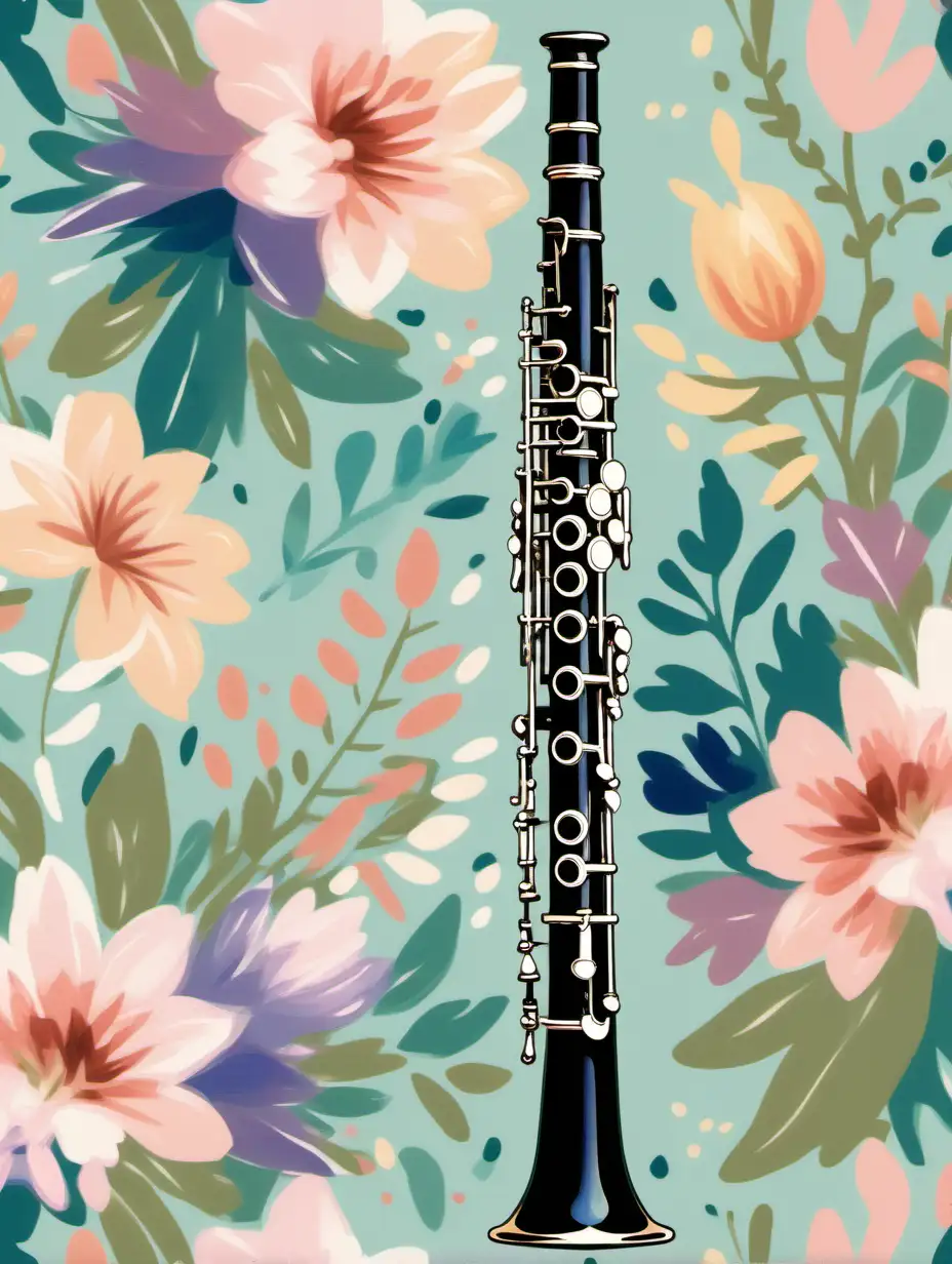 Clarinet Player Amid Impressionist Floral Dream