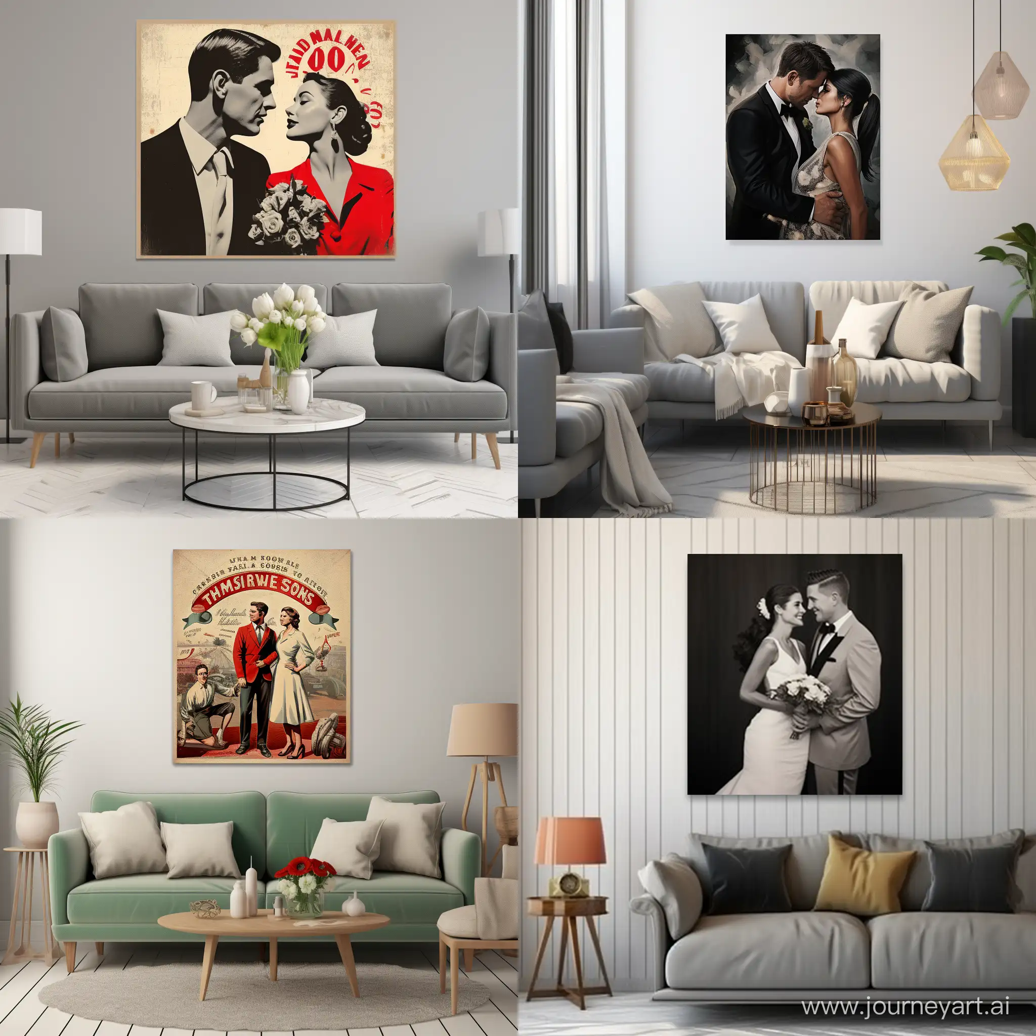 Customized Wedding Anniversary Couple Photo Canvas Wall Art,Classic nostalgic style,pop art