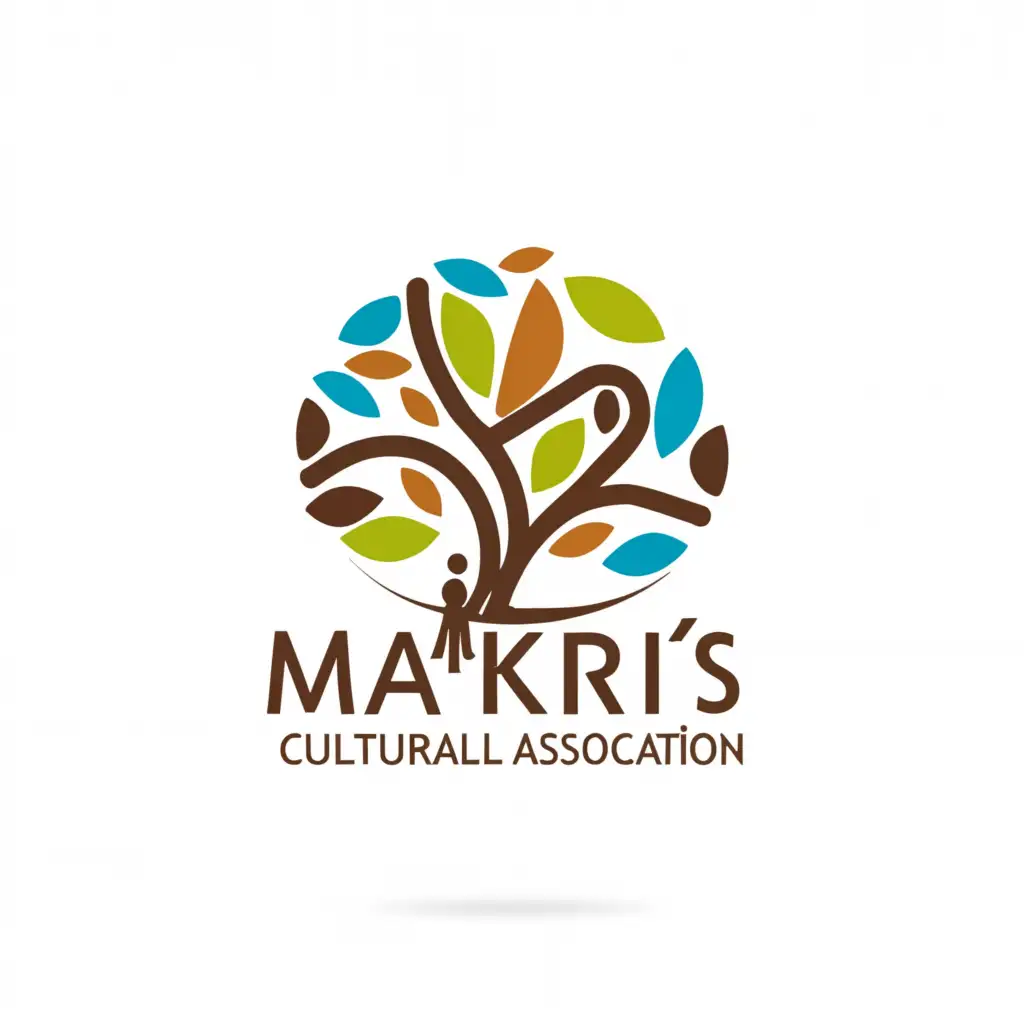 a logo design,with the text "Cultural Association Makris", main symbol:pistachio tree people village,Minimalistic,be used in Nonprofit industry,clear background