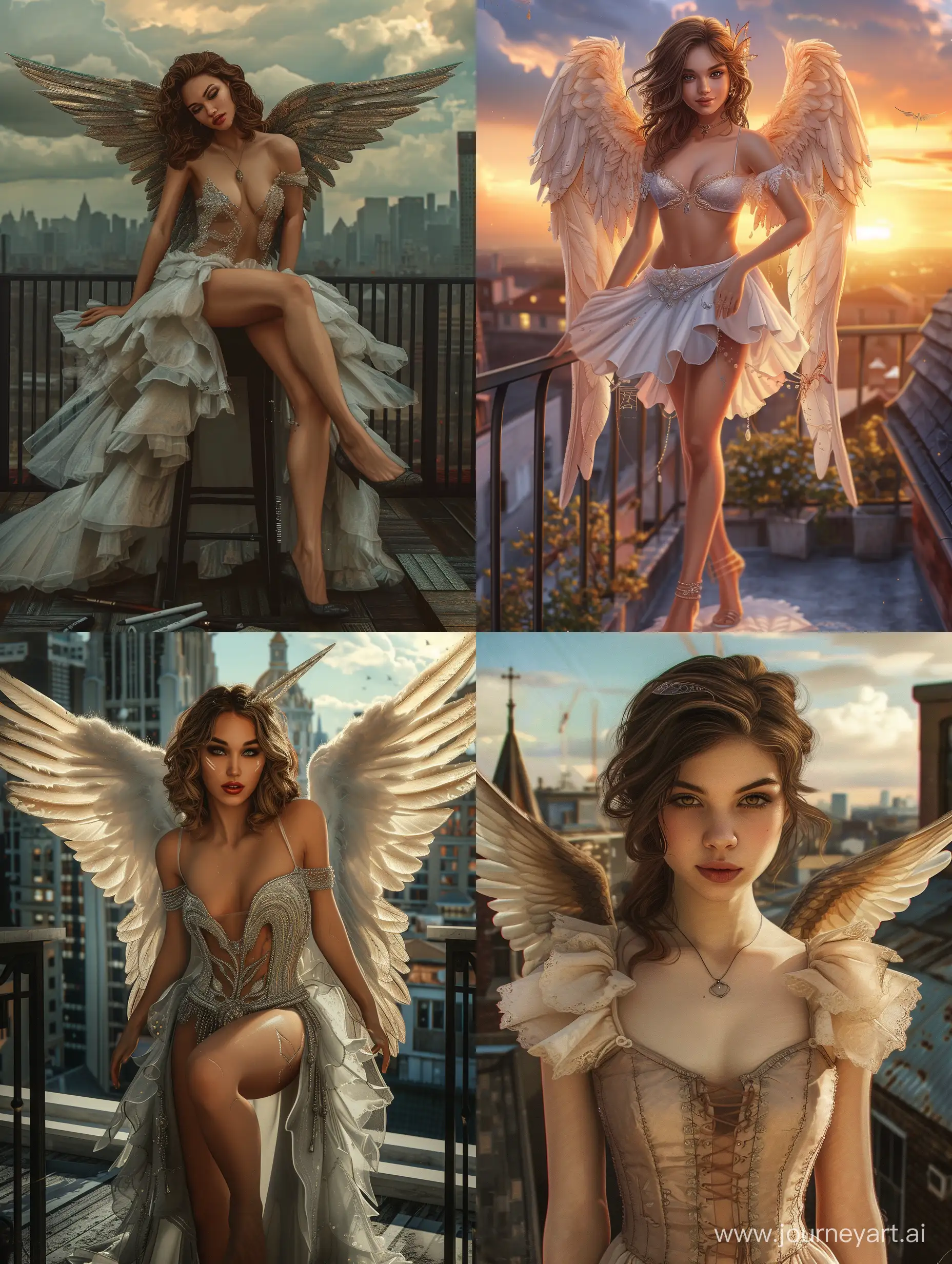 Sultry-Angelic-Woman-on-Rooftop-in-Realistic-Art-Style