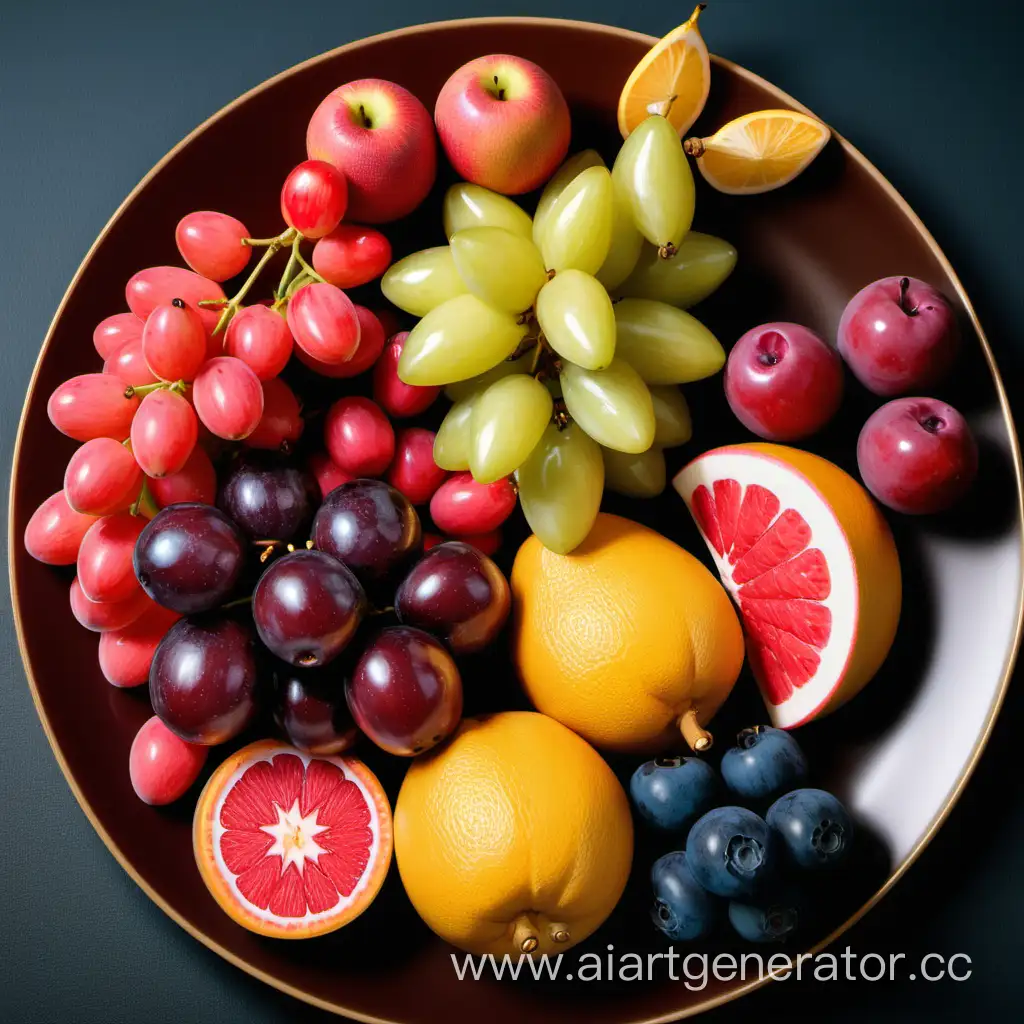 тарелка с красивыми фруктами