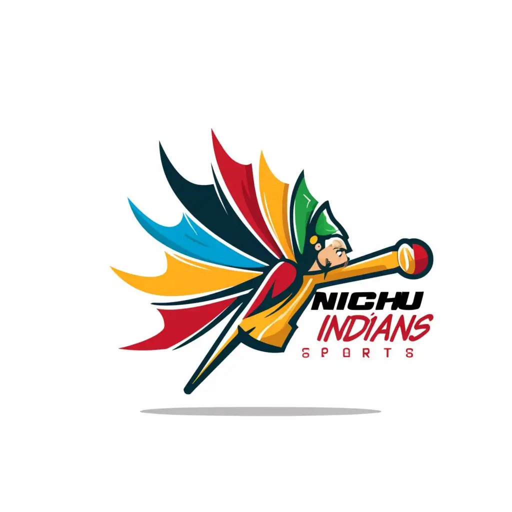 a logo design,with the text "Nichu Indians", main symbol:A spinning blade in air with blue, gold, red, orange, green colours,Moderate,be used in Sports Fitness industry,clear background