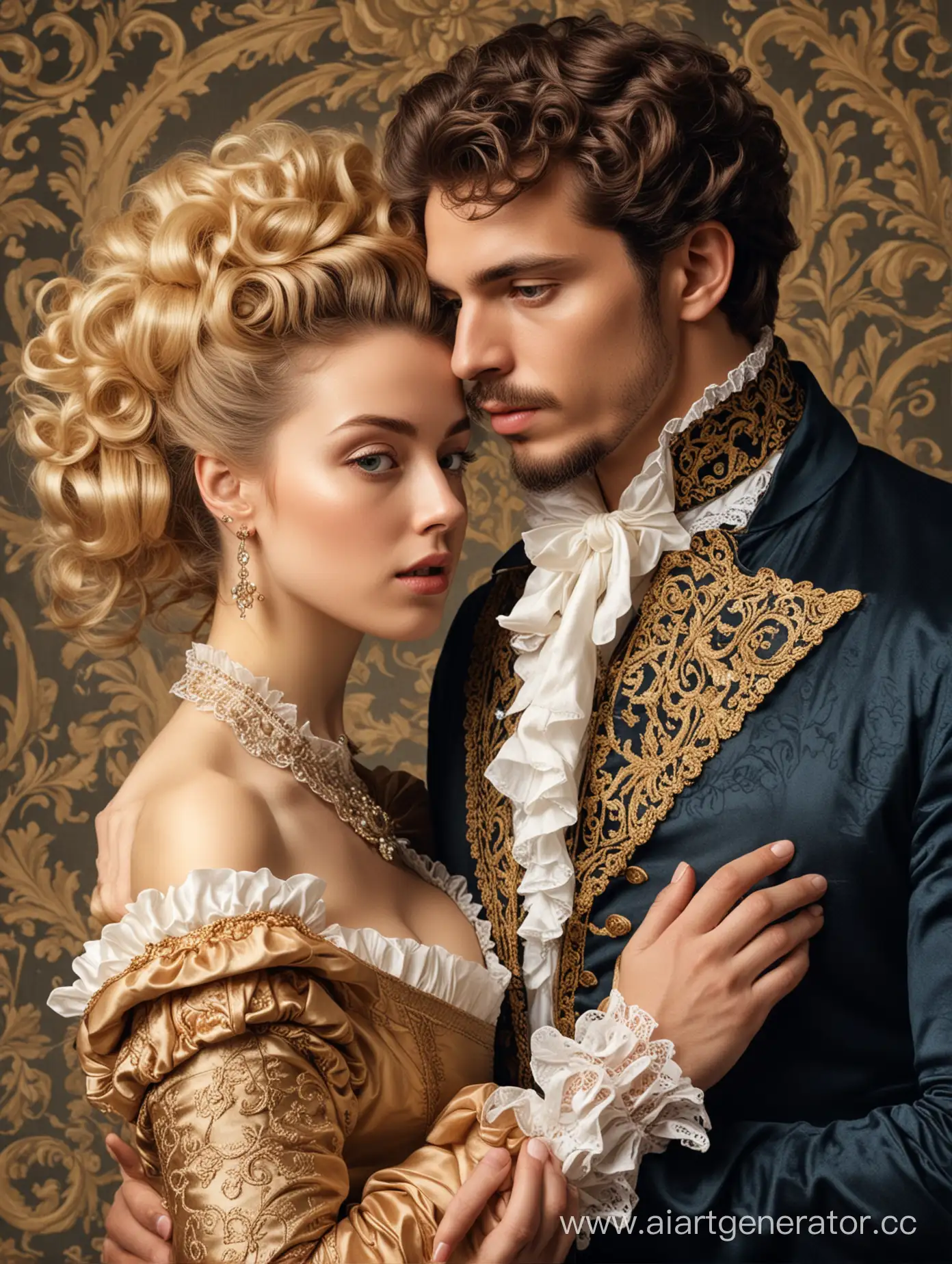 Elegant-Baroque-Style-Couple-Portrait-in-Romantic-Embrace