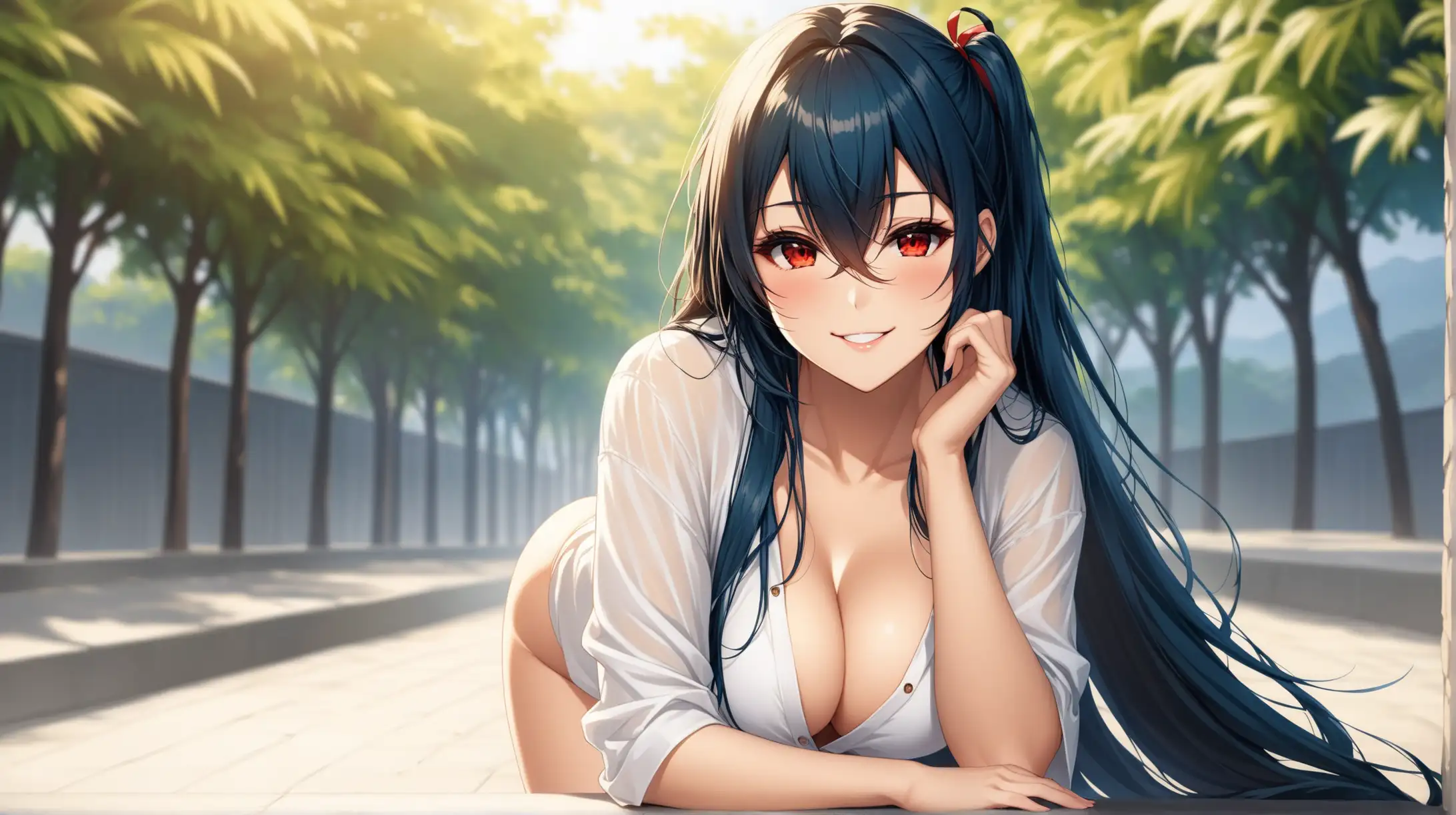 Seductive Taihou from Azur Lane in Casual Outfit Outdoors