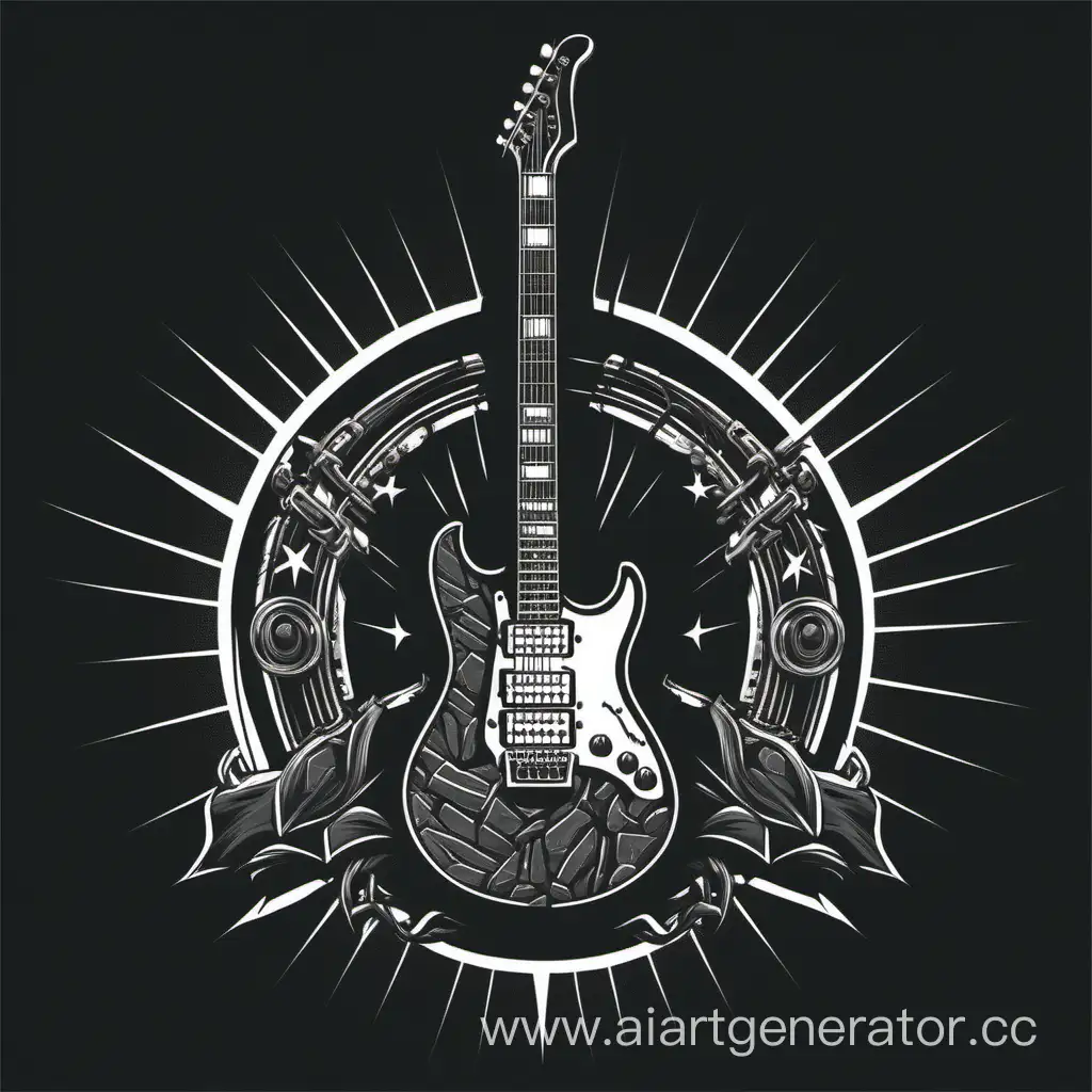 Dark-Style-Electric-Guitar-with-Rock-Emblem