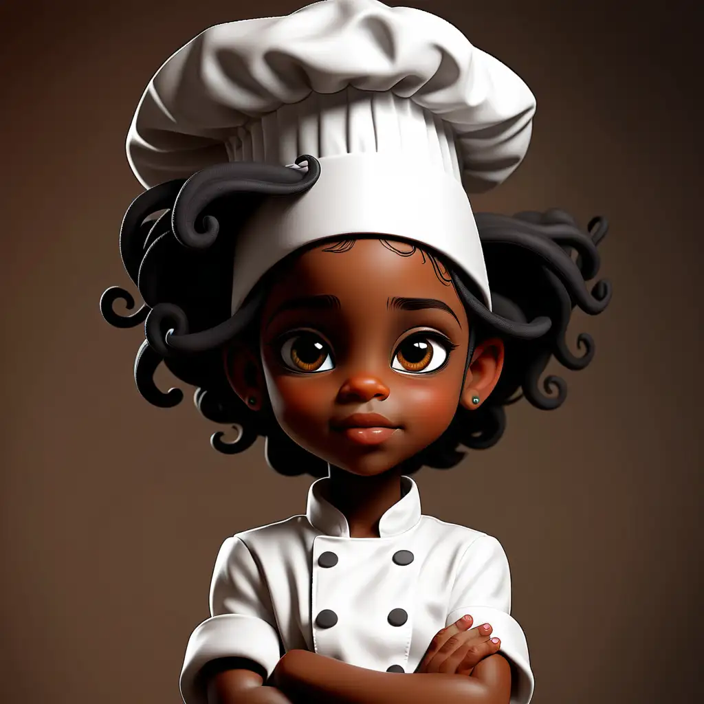Adorable Little Chef Sweet Portrait of a Black Girl in a Chef Hat