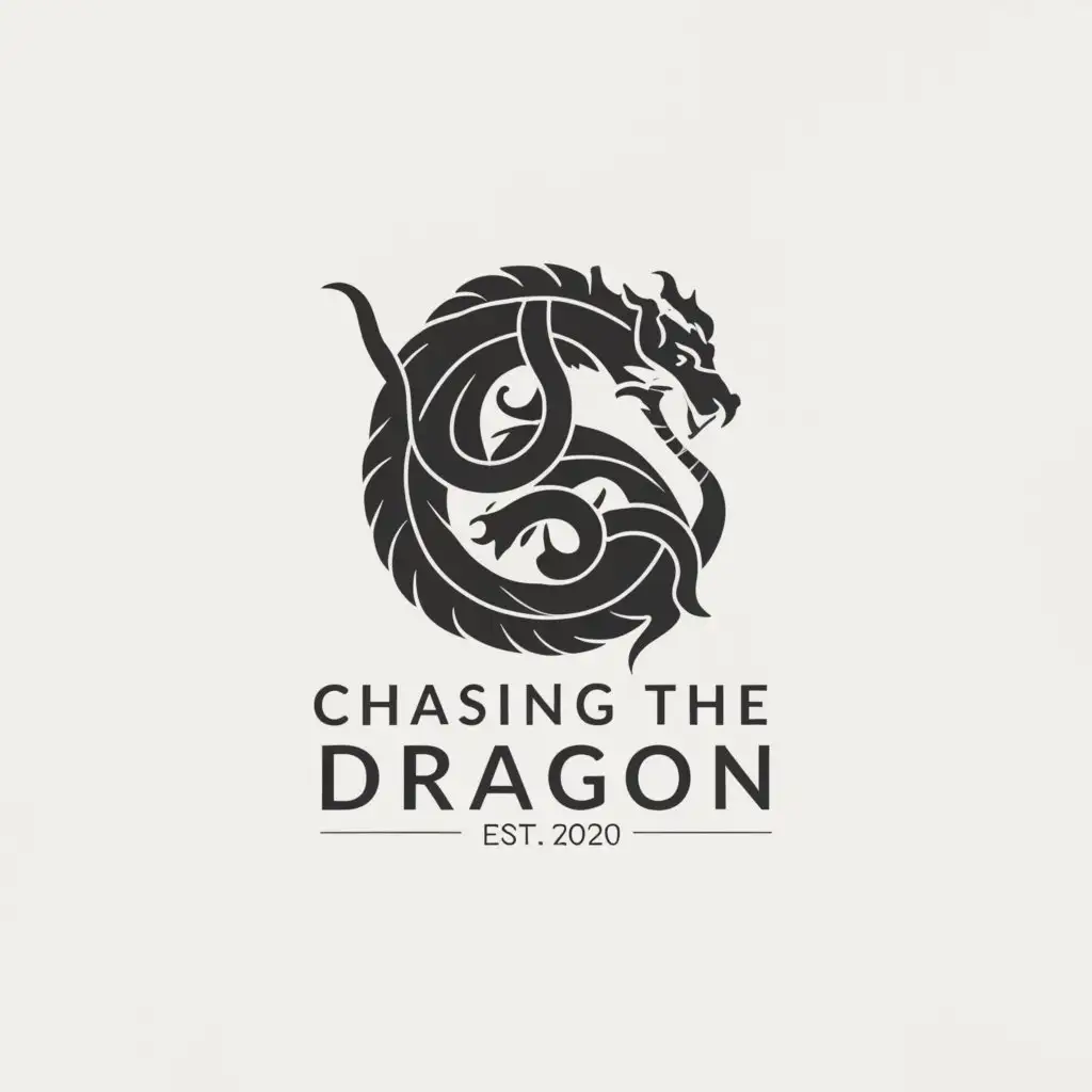 a logo design,with the text "ChasingTheDragon", main symbol:Dragon,complex,clear background