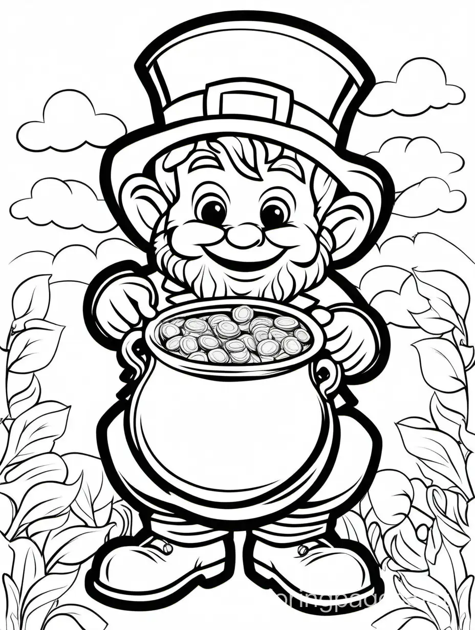 Leprechaun-Holding-Pot-of-Gold-Coloring-Page-Simple-Line-Art-for-Kids