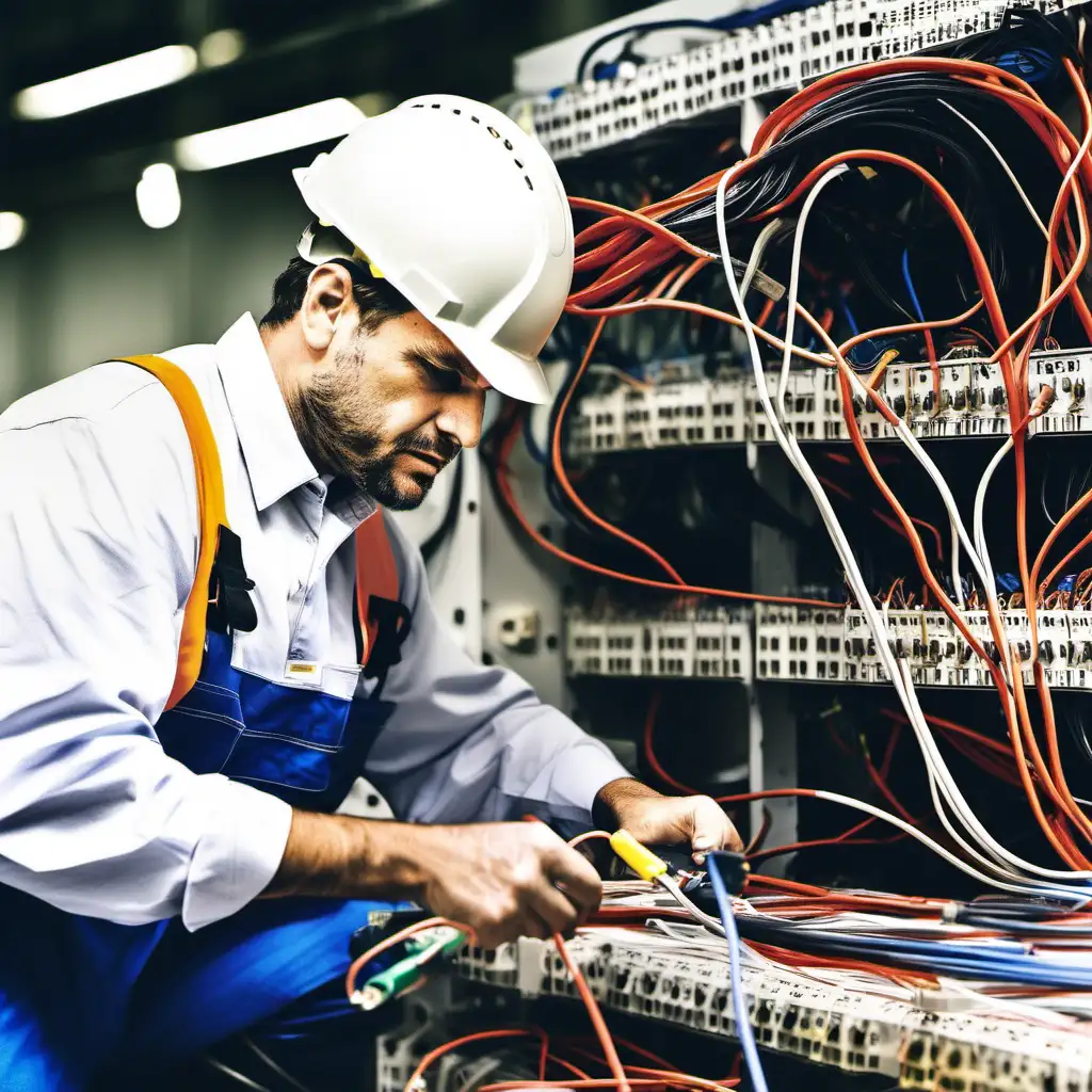 electrician doing cabling works in Paper Manufacturing Plant