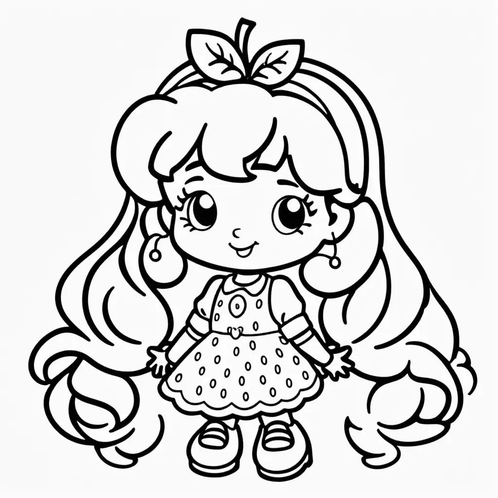 Simple and Clean Strawberry Shortcake Coloring Page for Kids