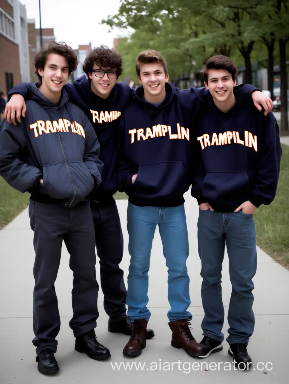 Cool guys students tramplin