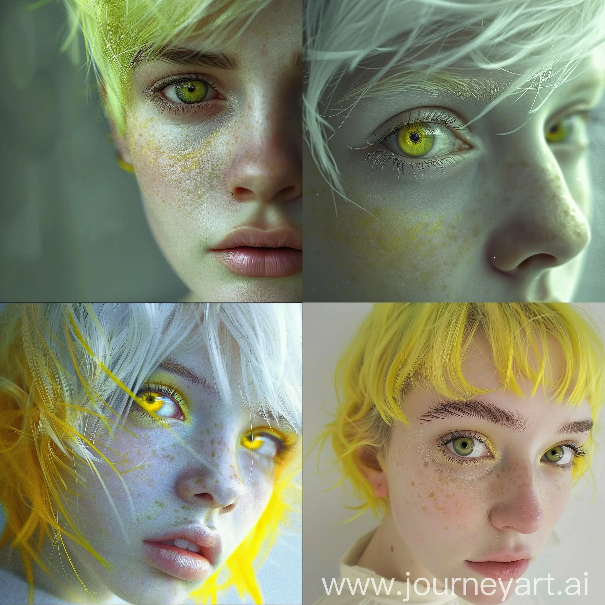 Portrait-of-a-Girl-with-Short-Yellow-Hair-and-Green-Eyes