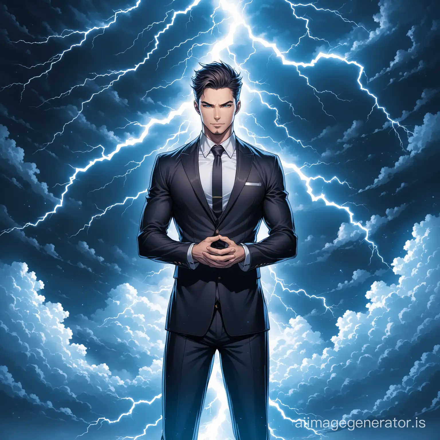 Handsome-Male-Manipulator-Embraced-by-Dramatic-Clouds-and-Lightning