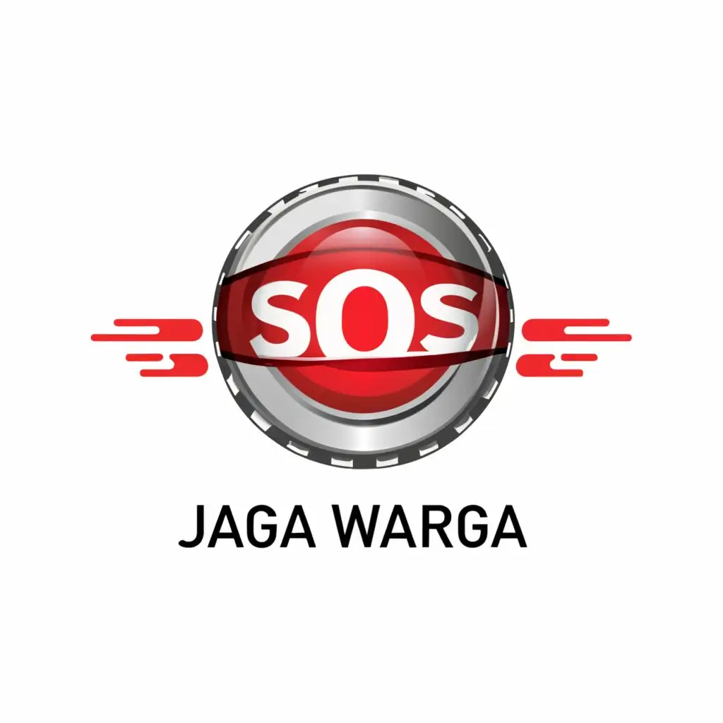 a logo design,with the text "SoS Jaga Warga", main symbol:panic button,Moderate,be used in Home Family industry,clear background