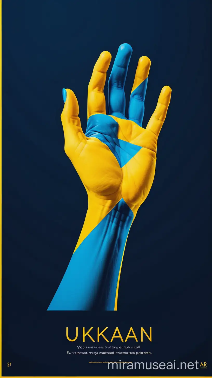 Ukrainian Human Rights Advocates in Vibrant Blue and Yellow Line Art Poster Style