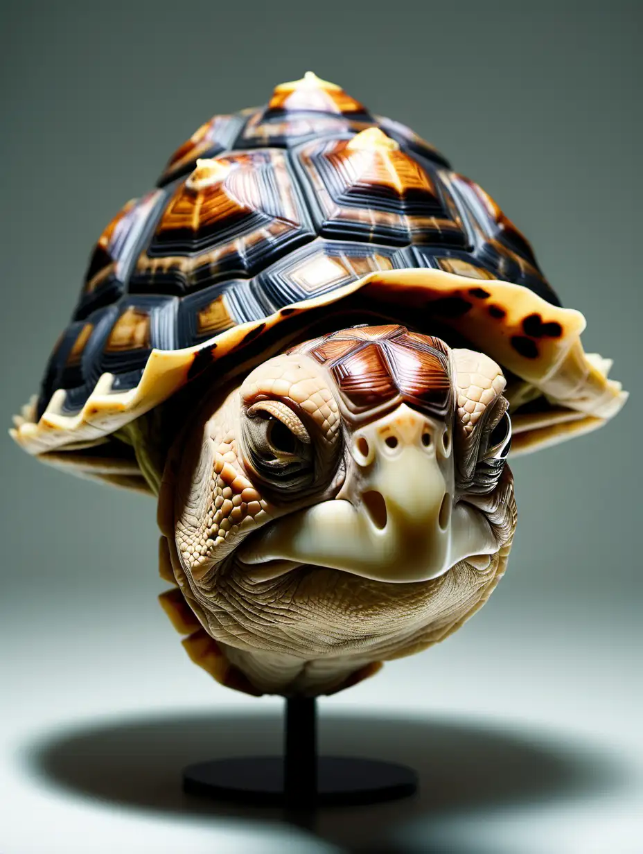 a human head in a tortoise body