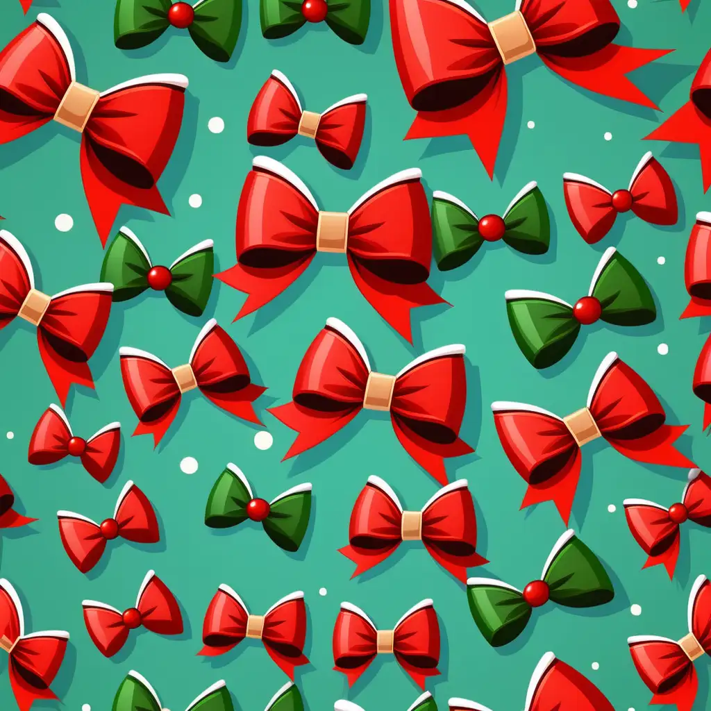 Cheerful Christmas Cartoon Bows Festive Holiday Illustration
