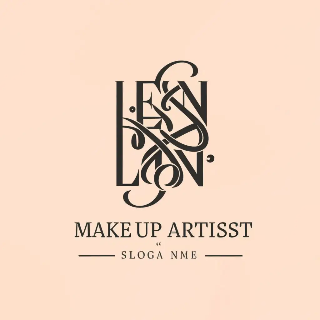 logo, The name '' leen '' Overlaps with each other Elegant way, with the text "Leen make up artist", typography, be used in Beauty Spa industry