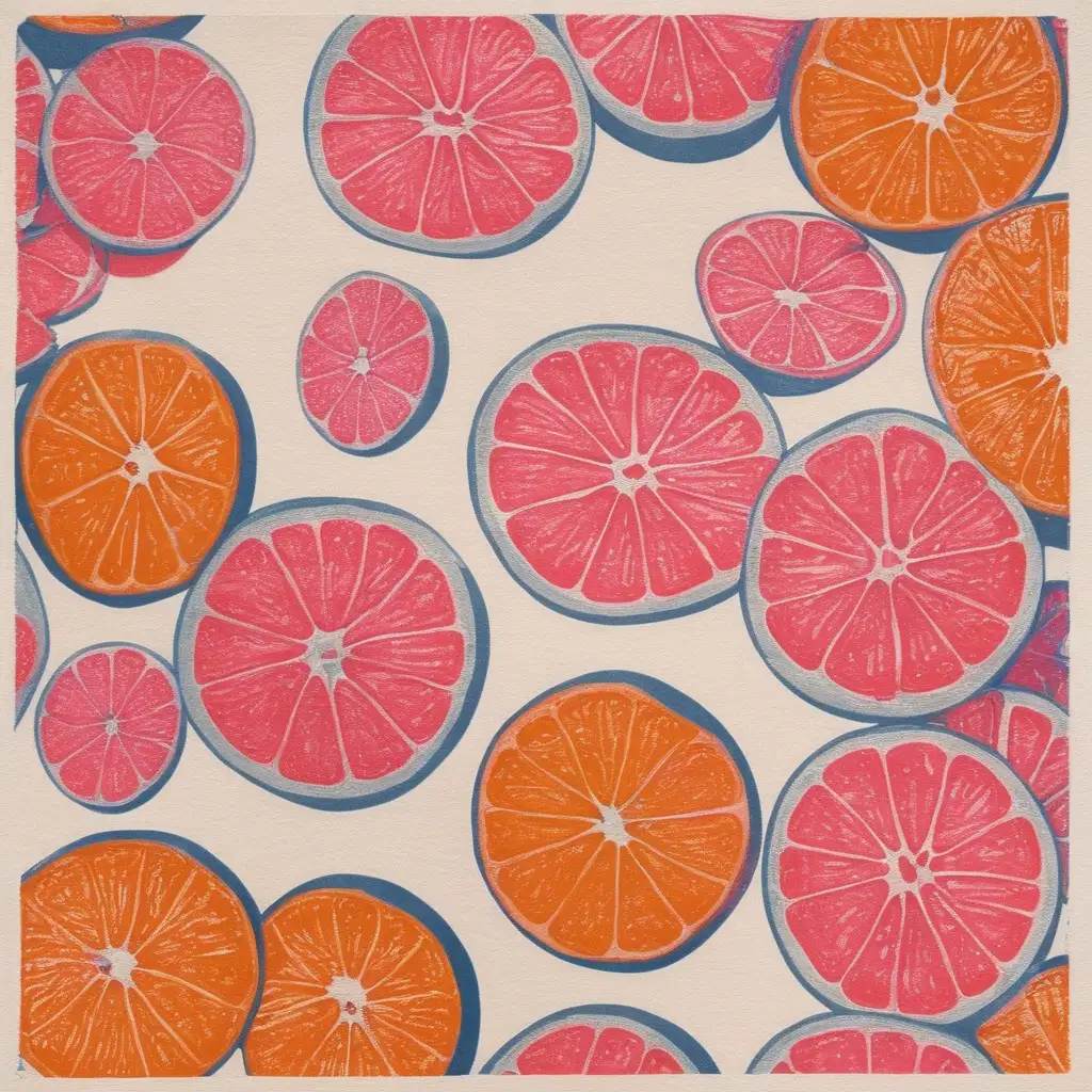 /imagine prompt HAND PRINTED, SIMPLE, grapefruits, ANDY WARHOL INSPIRED
