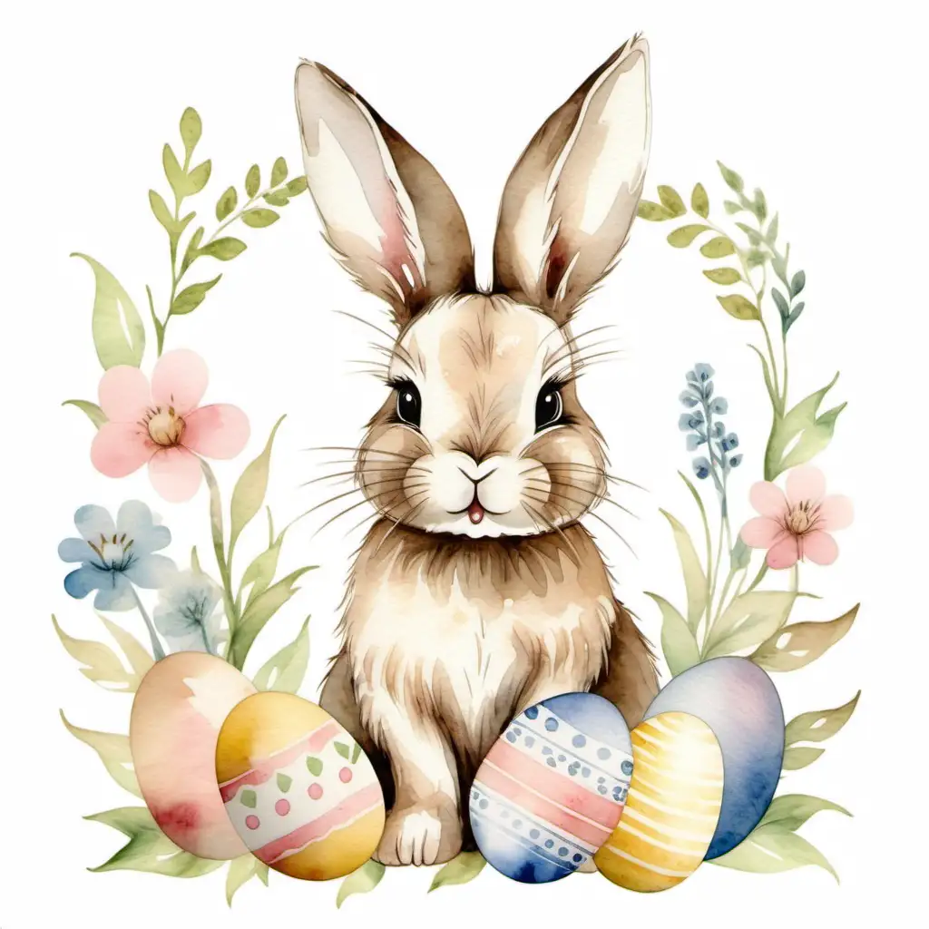 watercolour vintage cute bunny easter