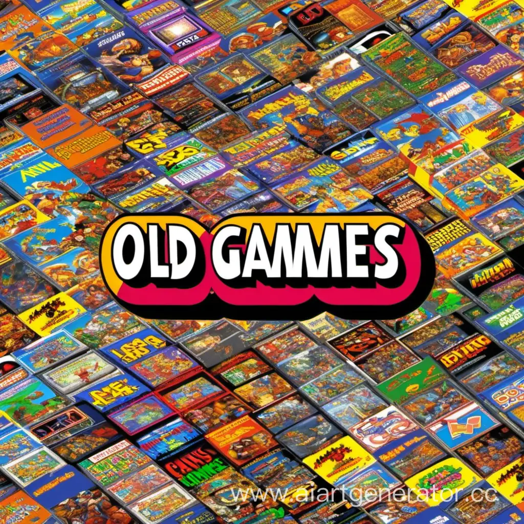 Задний фон состоит из игр 90-х,посередине текст Old Games