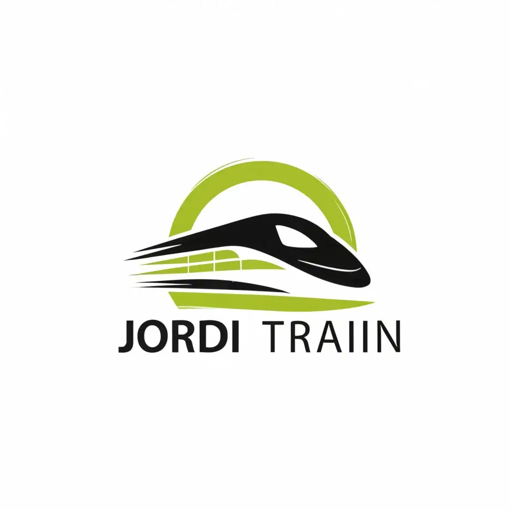 a logo design,with the text "Jordi Train", main symbol:high speed train green,Moderate,be used in Travel industry,clear background