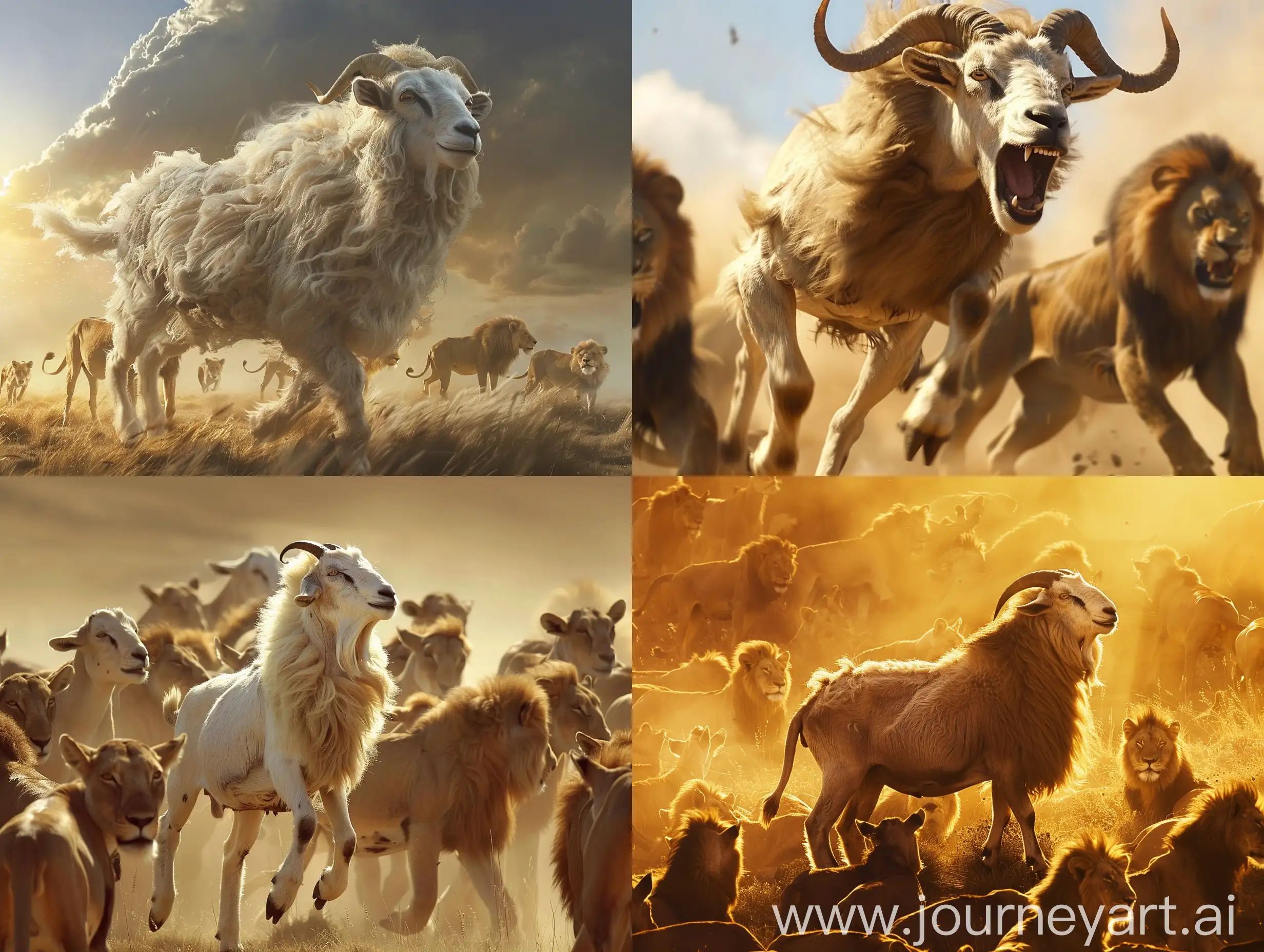 Majestic-Godly-Goat-Confronts-Lion-Horde-in-Epic-Battle