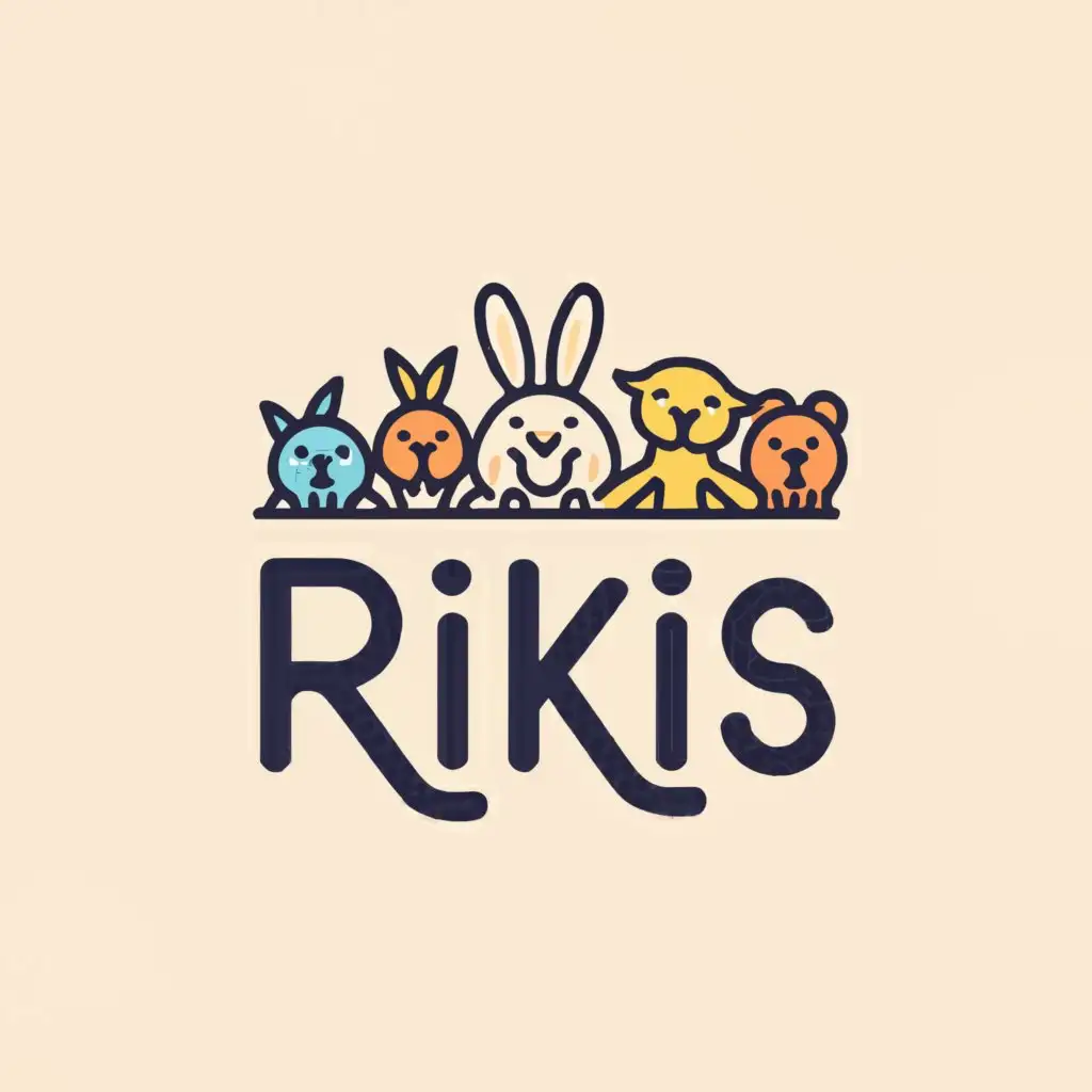 a logo design,with the text "Rikis", main symbol:rabbit happy and family member,Moderate,be used in Home Family industry,clear background