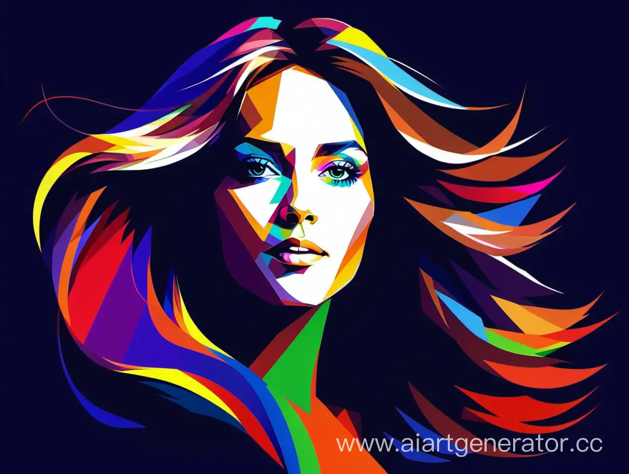 beautiful woman with flowing hair in wpap style