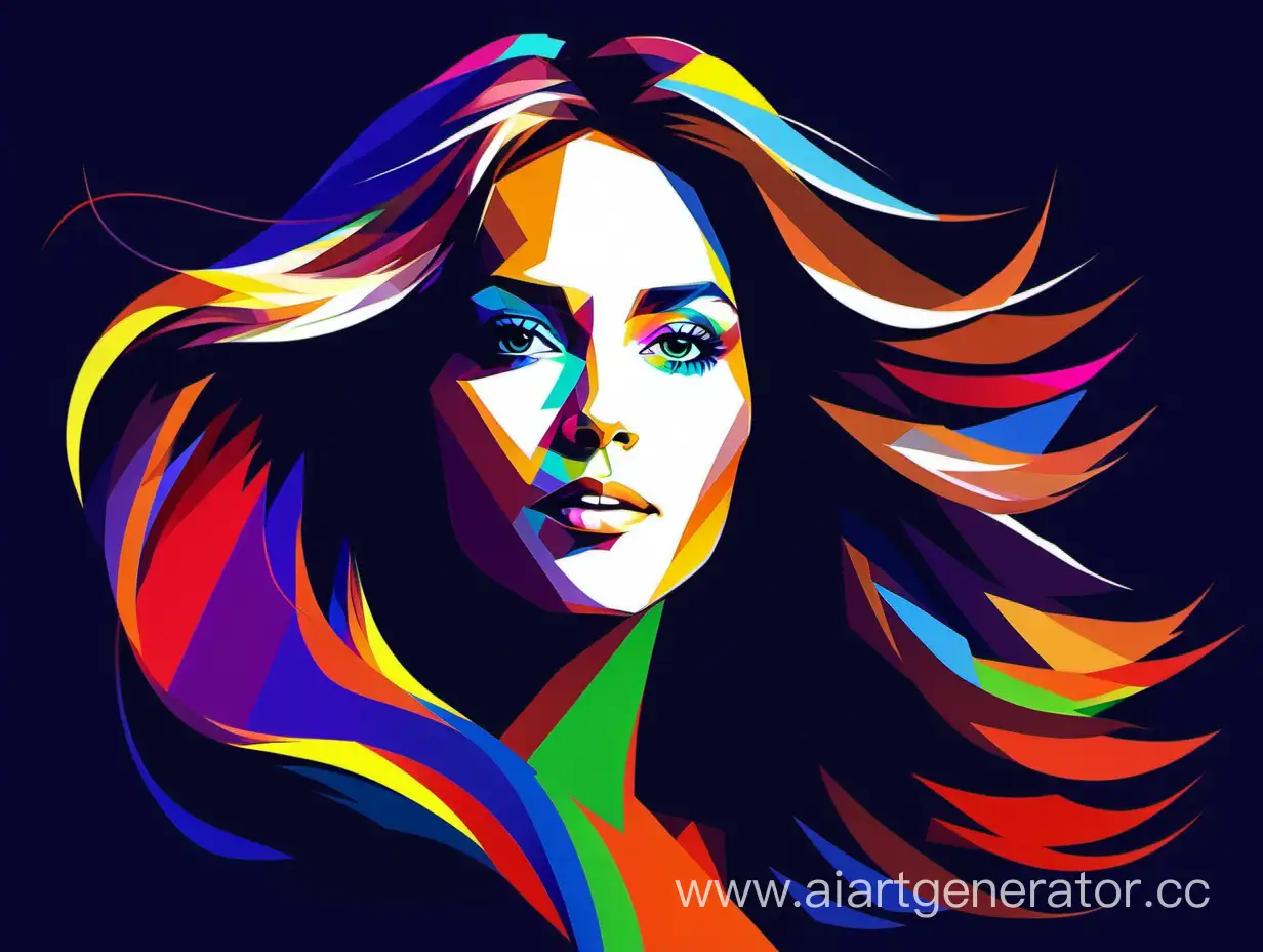 Elegant-Woman-with-Flowing-Hair-in-WPAP-Style-Art