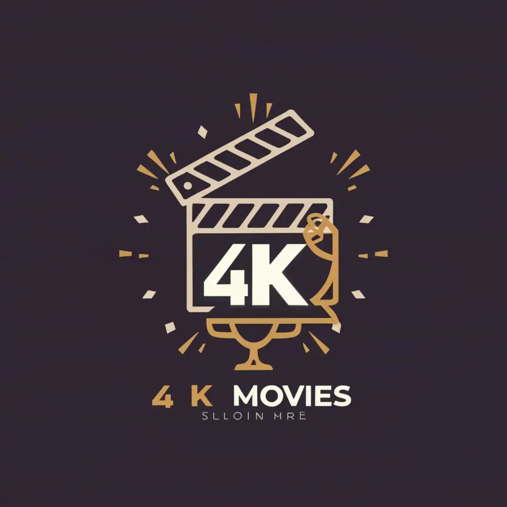 a logo design,with the text "4k Movies", main symbol:Camera Reel, Trophy, clapperboard,Moderate,be used in Entertainment industry,clear background