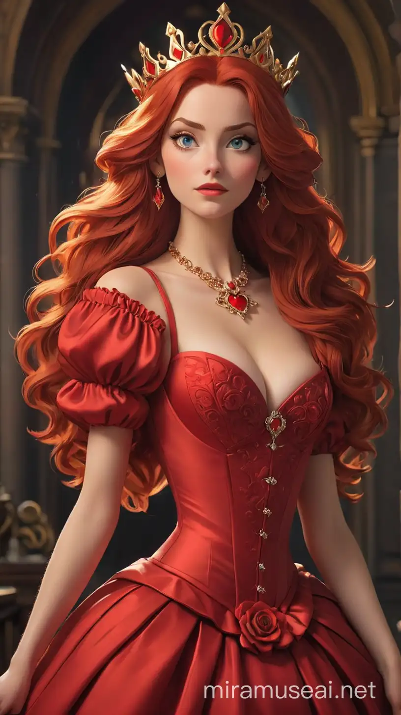 RedHaired Queen with HeartShaped Collar and Crown of Authority