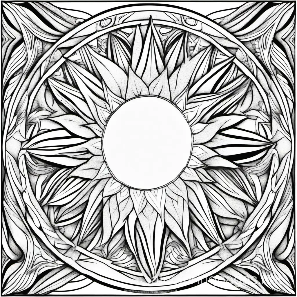 coloring pages for adults, May the God of hope fill you with all joy and peace as you trust in him, so that you may overflow with hope by the power of the Holy Spirit., In the style of Botanical illustration, Jagged lines, High Detail, Geometric background, Black and white, No Shading, Coloring Page, black and white, line art, white background, Simplicity, Ample White Space. The background of the coloring page is plain white to make it easy for young children to color within the lines. The outlines of all the subjects are easy to distinguish, making it simple for kids to color without too much difficulty