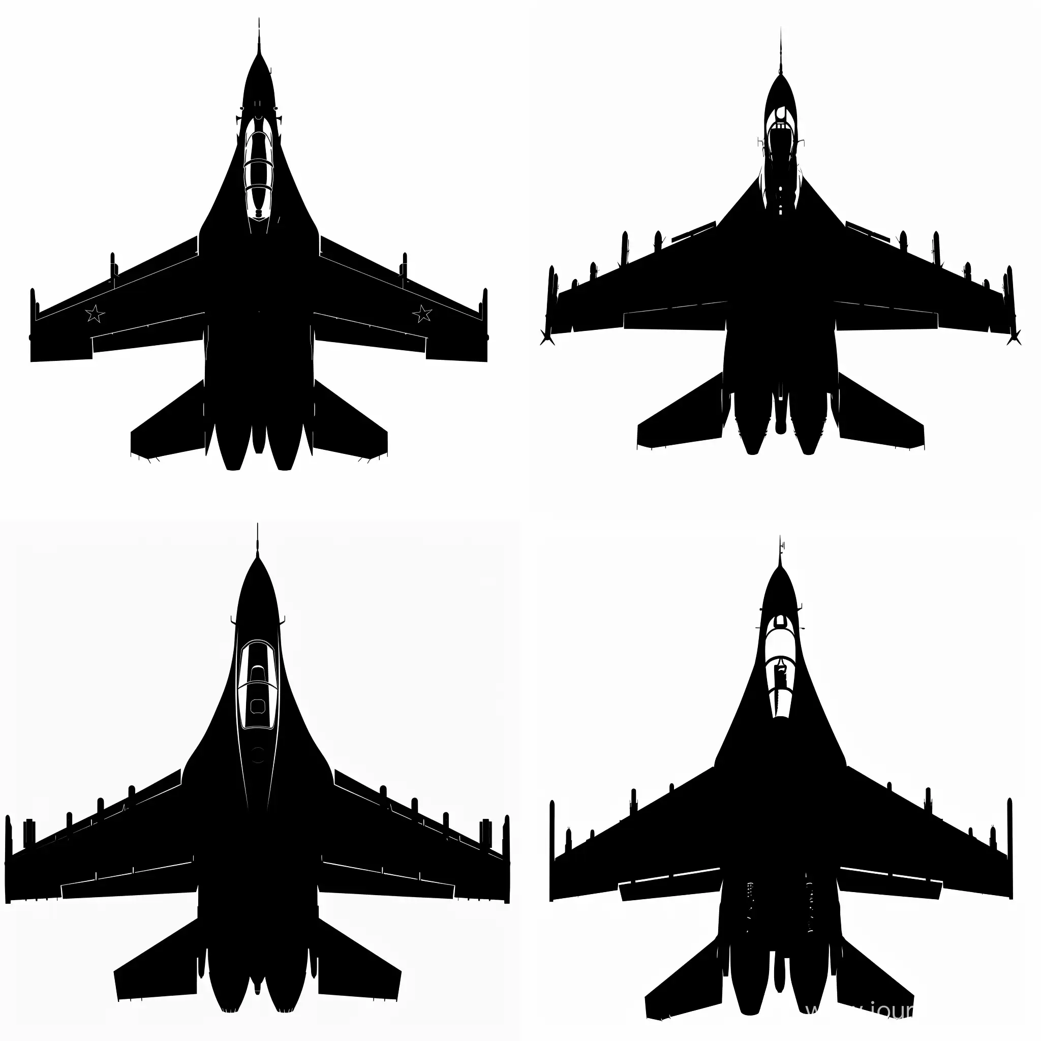 Russian MiG-29 aircraft, vector, black silhouette on a white background, no light falls on the object, minimalistic, black and white, alpha mask