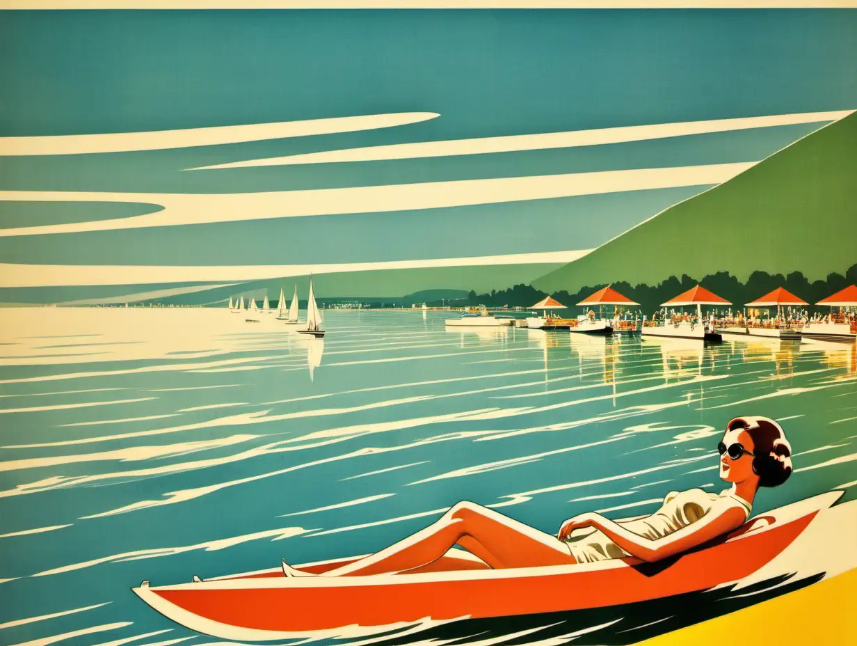 60s style ad poster, lake balaton