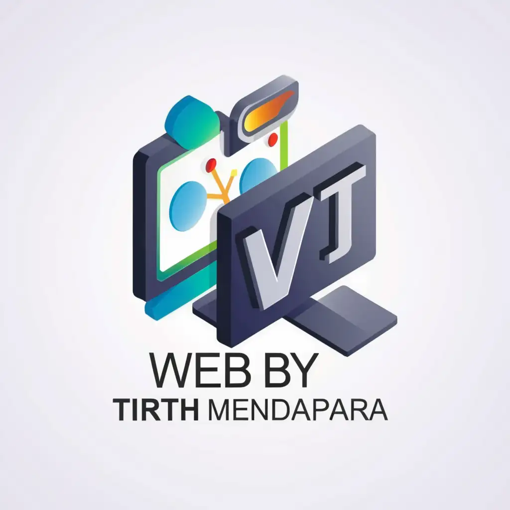 a logo design,with the text "Web By Tirth Mendapara", main symbol:a computer,Moderate,be used in Internet industry,clear background