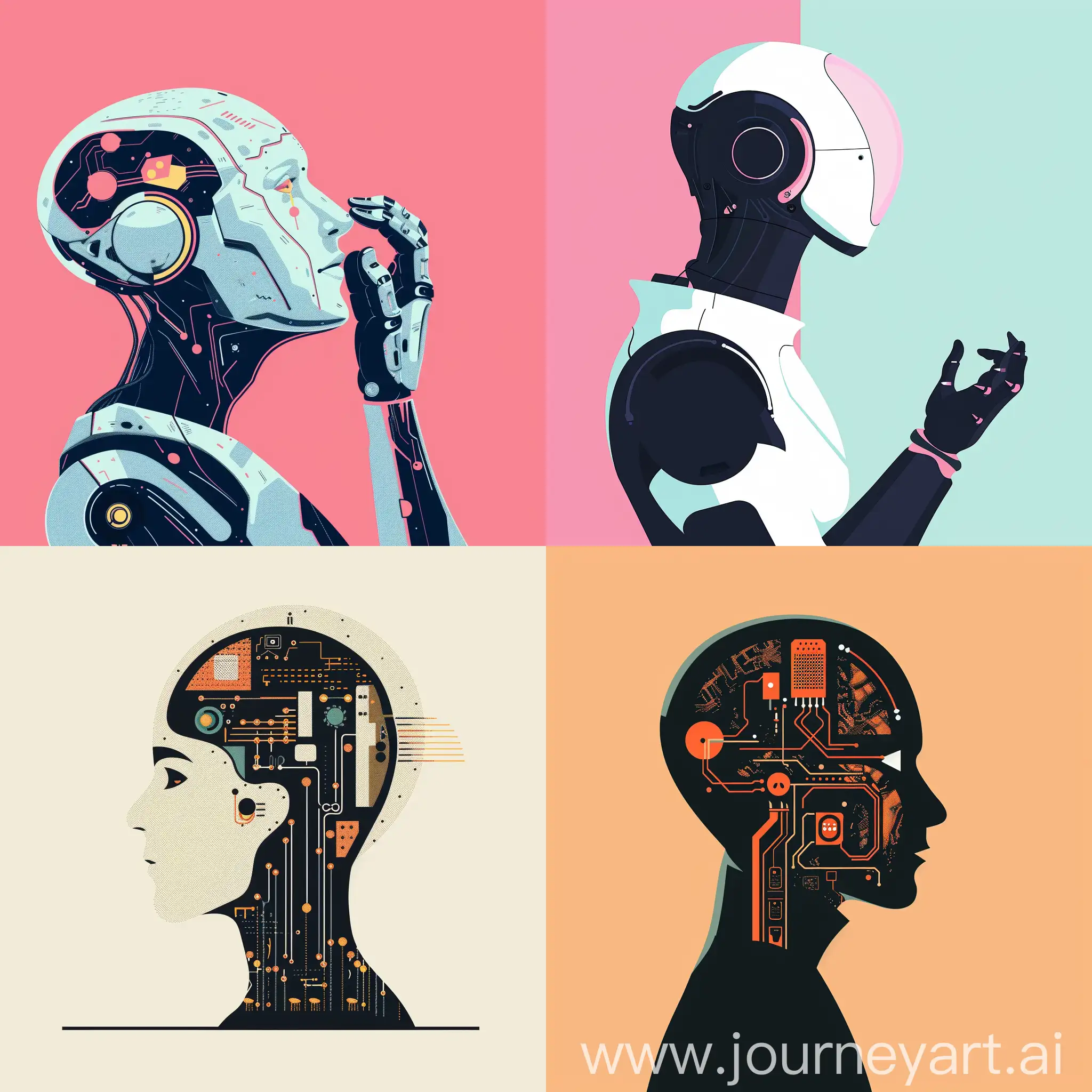 illustration a minimal graphic image about Artificial Intelligence with a plain color background