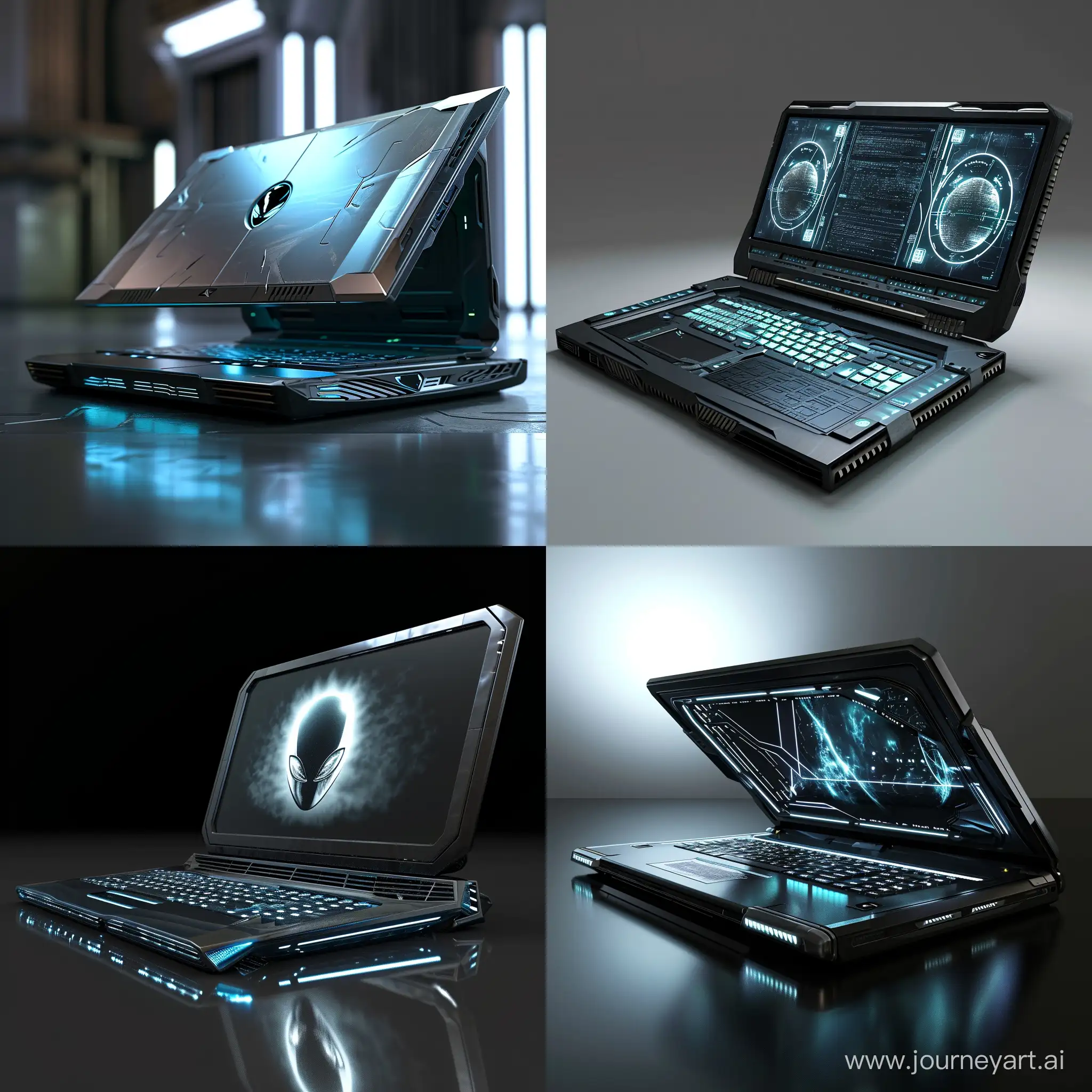 Futuristic-Alien-Laptop-with-6-Variations-Hightech-Device-Design