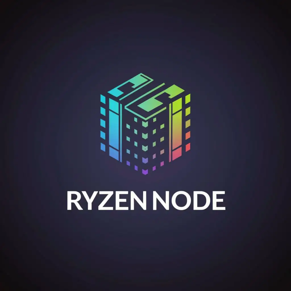 logo, dedicated server, with the text "ryzen node", typography, be used in Technology industry