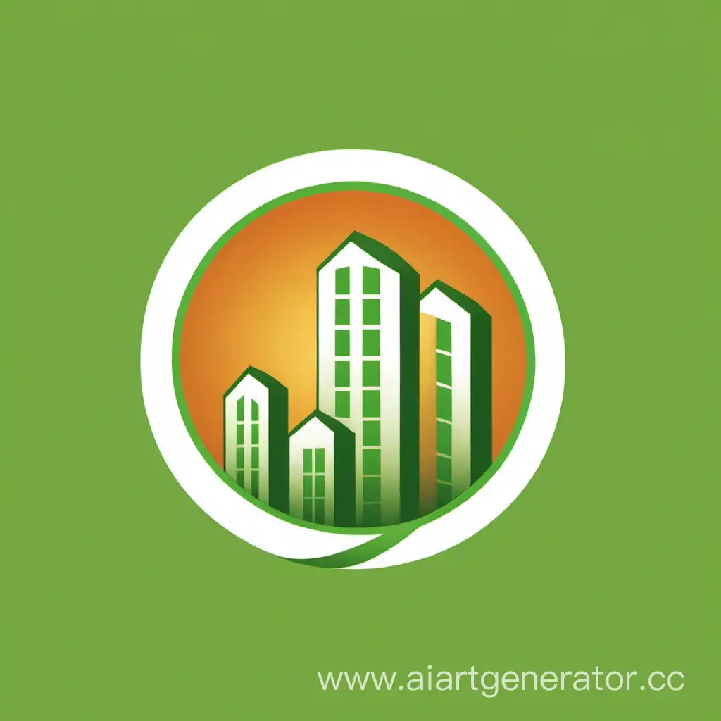 Logo circle, invest, Real estate, green, warm color, 