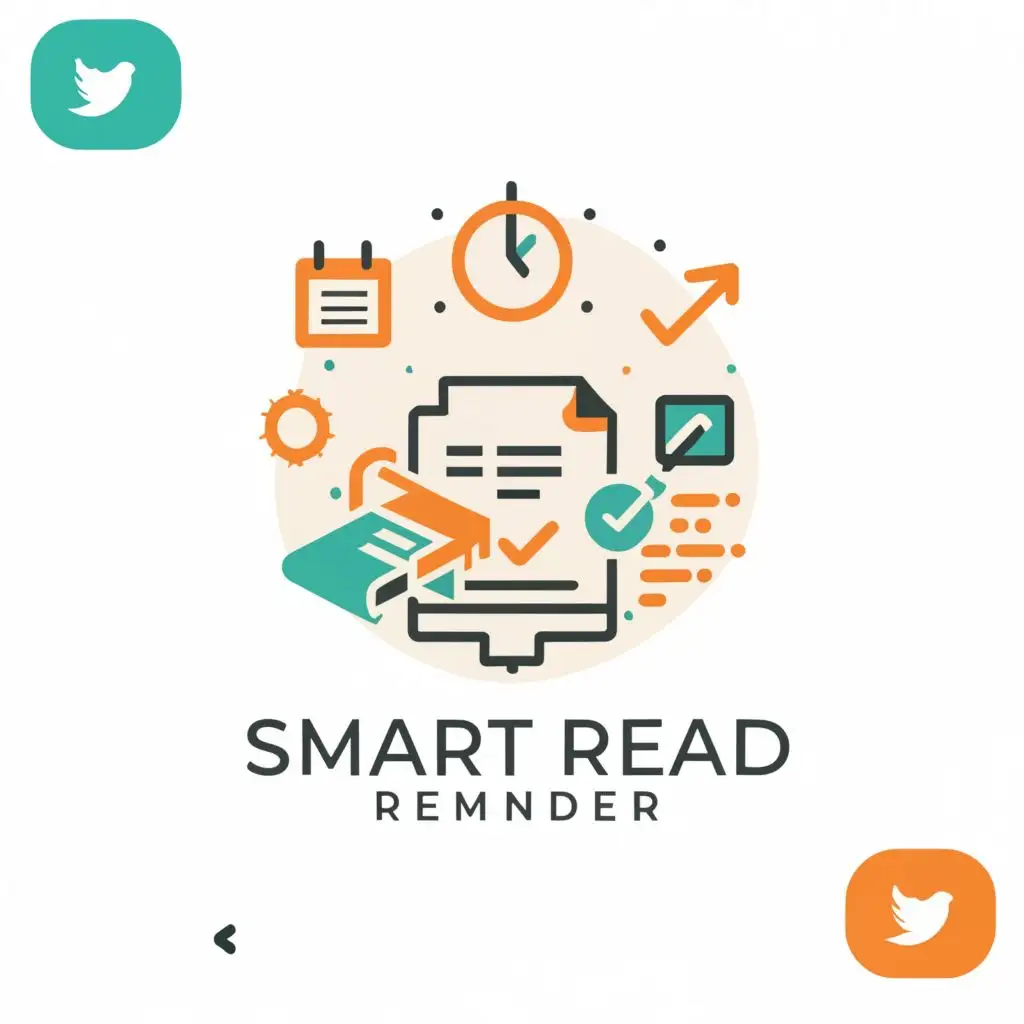 a logo design,with the text "Smart Read Reminder", main symbol:reading books, clock, schedule, statistics,Minimalistic,be used in Education industry,clear background