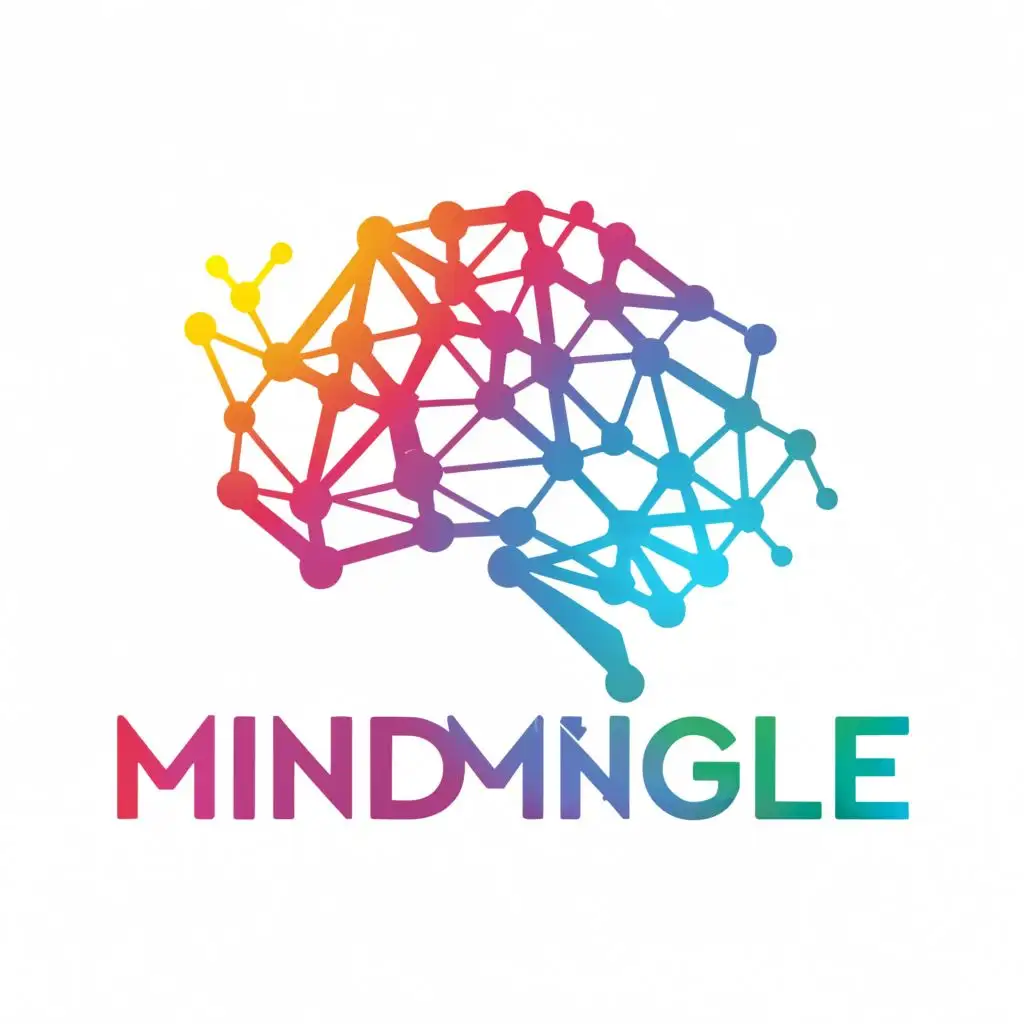 logo, brain, with the text "mindmingle", typography, professional