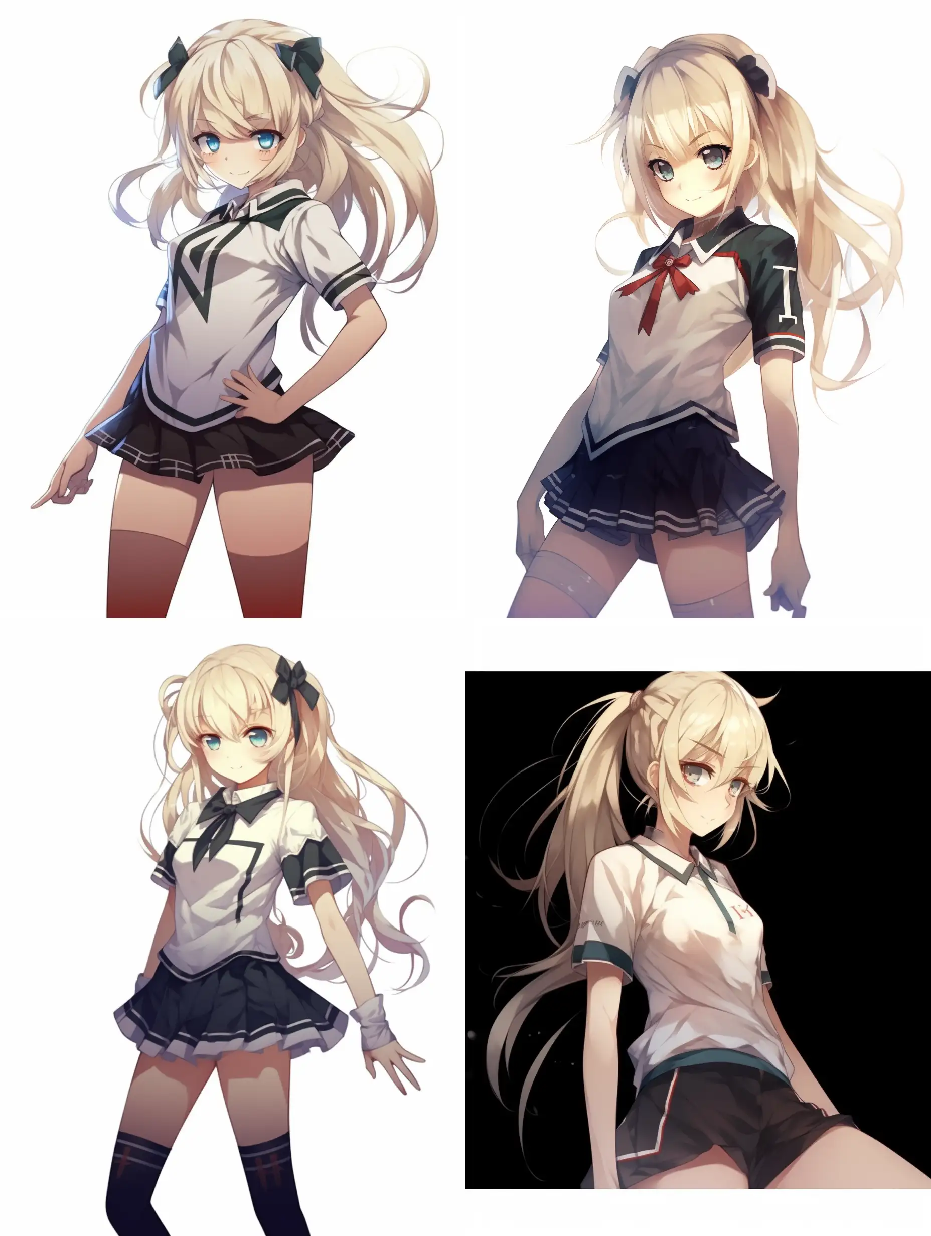 Blonde-Anime-Girl-in-Suzuki-TShirt-and-White-Shorts