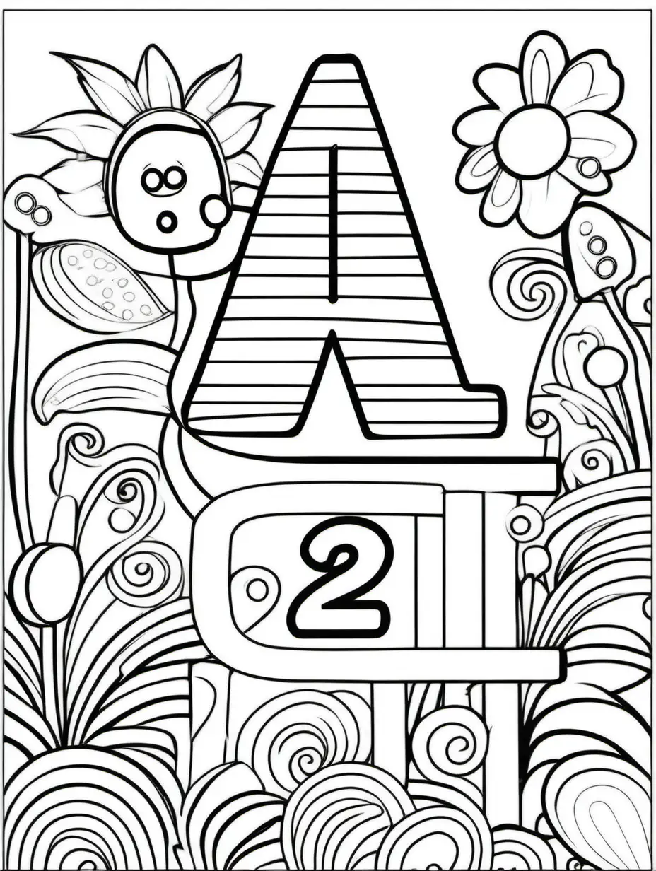 Number 2 Coloring Page for Children on White Background