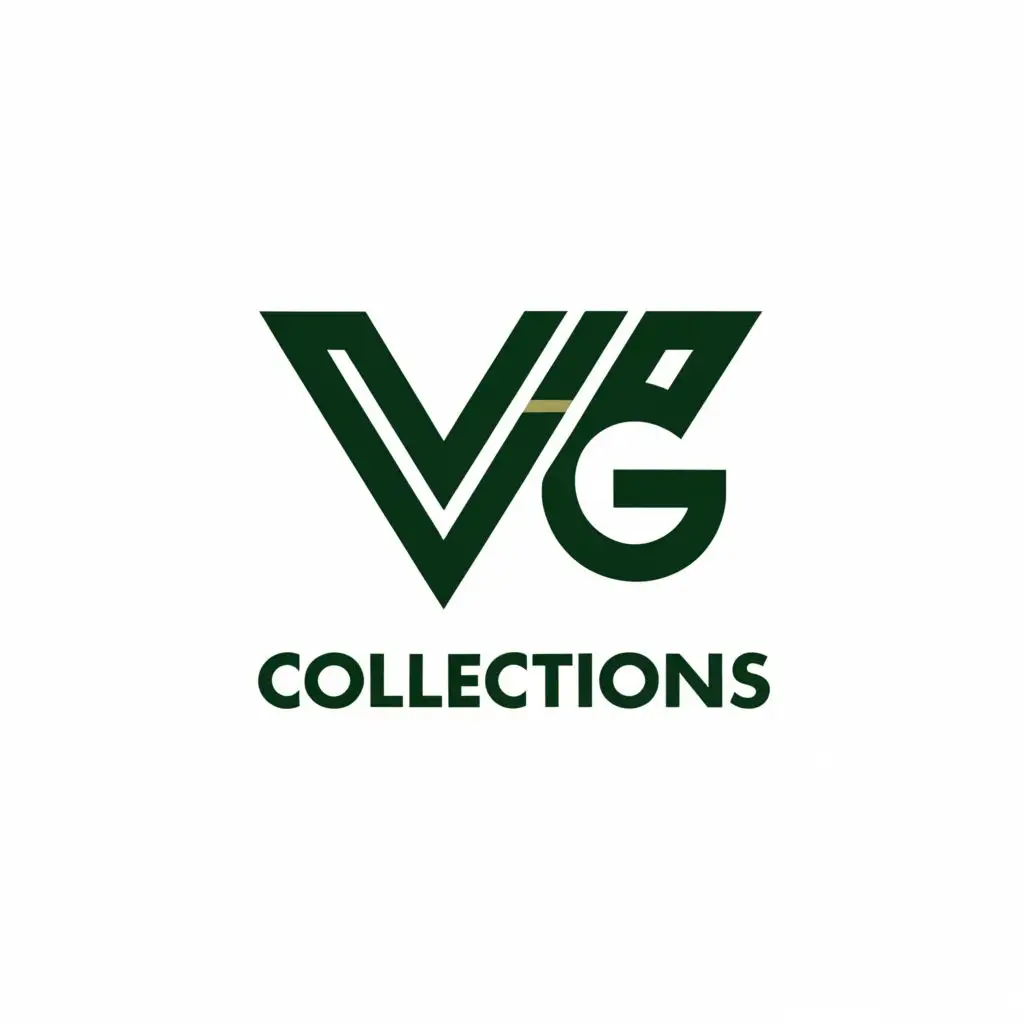 a logo design,with the text 'VG Collections', main symbol:VG,Moderate,clear background with gold with green

