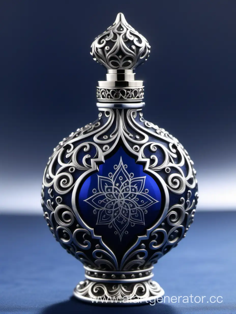 Elaborate-Dark-Blue-Elixir-of-Life-Potion-Bottle-with-Ornamental-Zamac-Perfume-Cap